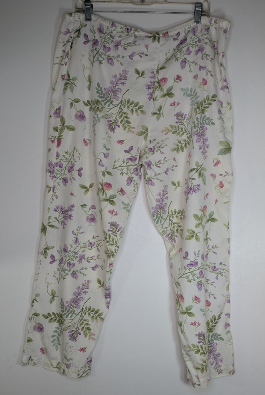 Crabtree Evelyn Pajamas Set Cotton Floral Turkiye Cream Vintage Pocket S Women’s