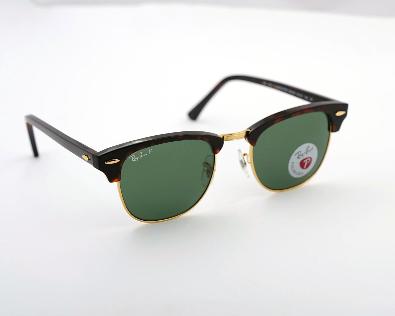 Ray-Ban Sunglasses RB3016 Clubmaster Tortoise Frame Polarized Green Lens 51mm