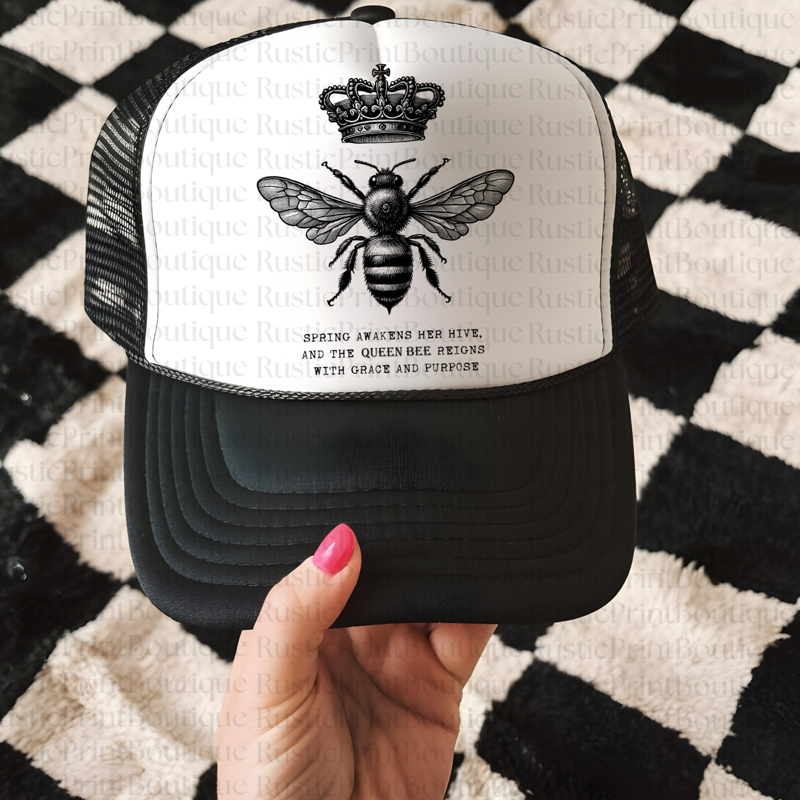 Vintage Snapback Trucker Hat Giftmas Gift Snapback Queen Bee Hat