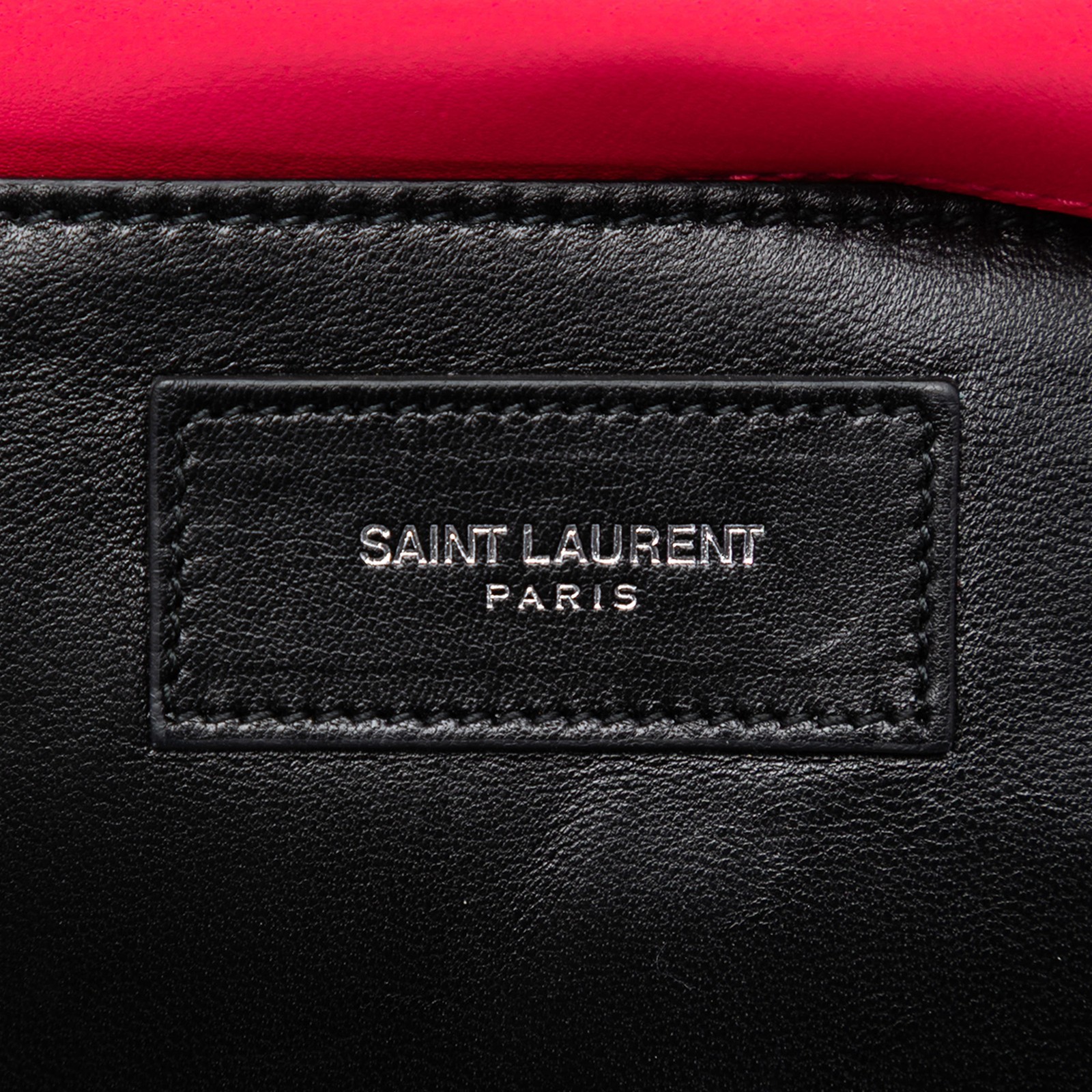 Saint Laurent Smooth Calfskin Monogram Cassandre Clutch Pre-Loved Hot Pink