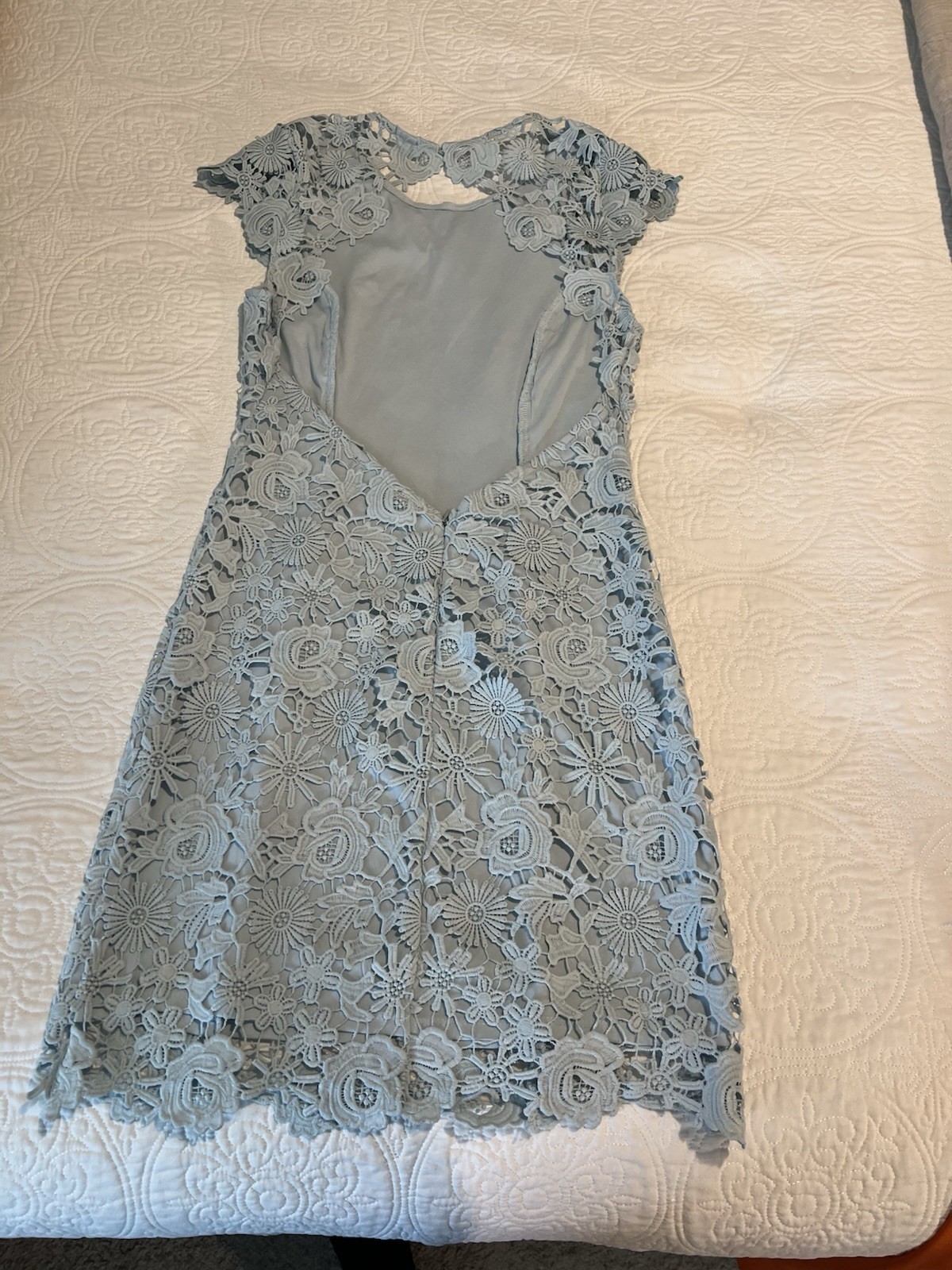 Lulus Blue Lace Knee Length Dress With Open Back Size S