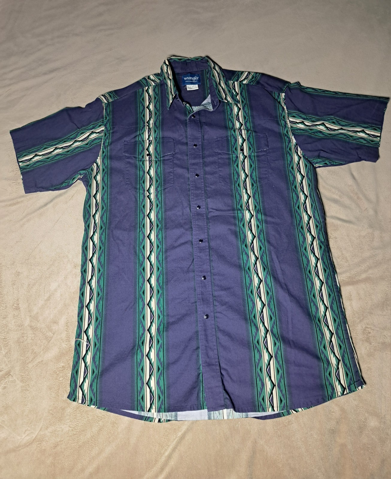 Wrangler Cowboy Western Southwest Pearl Snap Shirt XLT Vintage 90s Purple