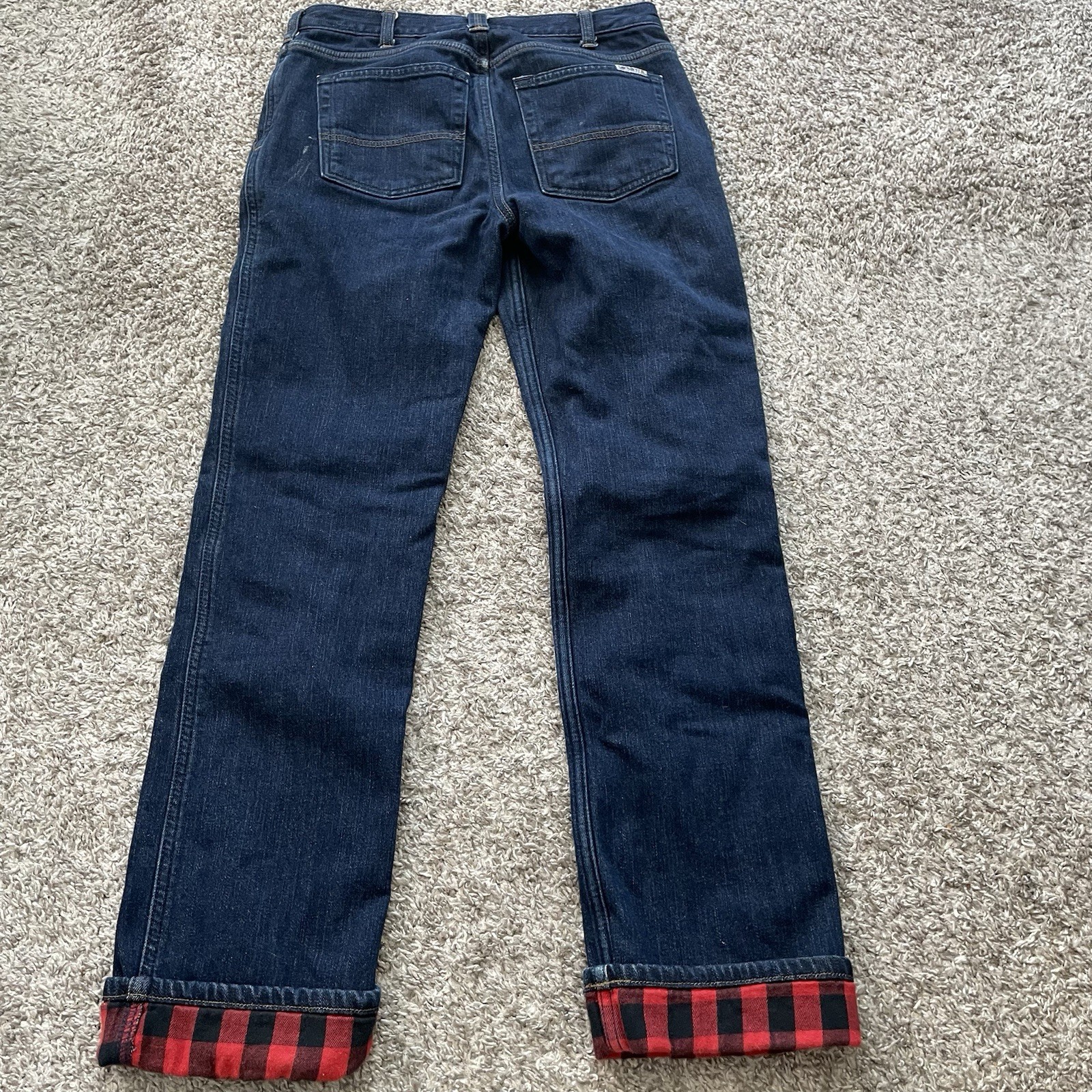 Carhartt Flannel Fleece Lined Jeans Womens 4 Blue Original Straight Stretch 1574