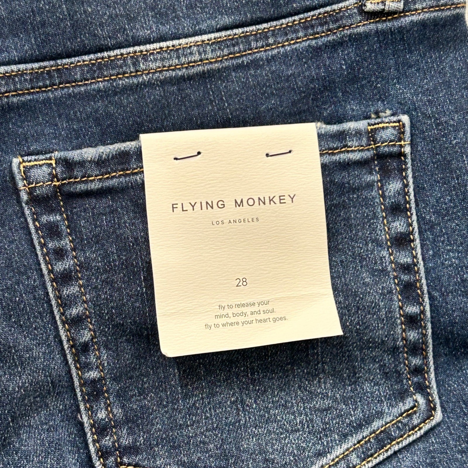 Flying Monkey Los Angeles Straight Leg Jeans Dark Wash High Rise Size 28 F5363