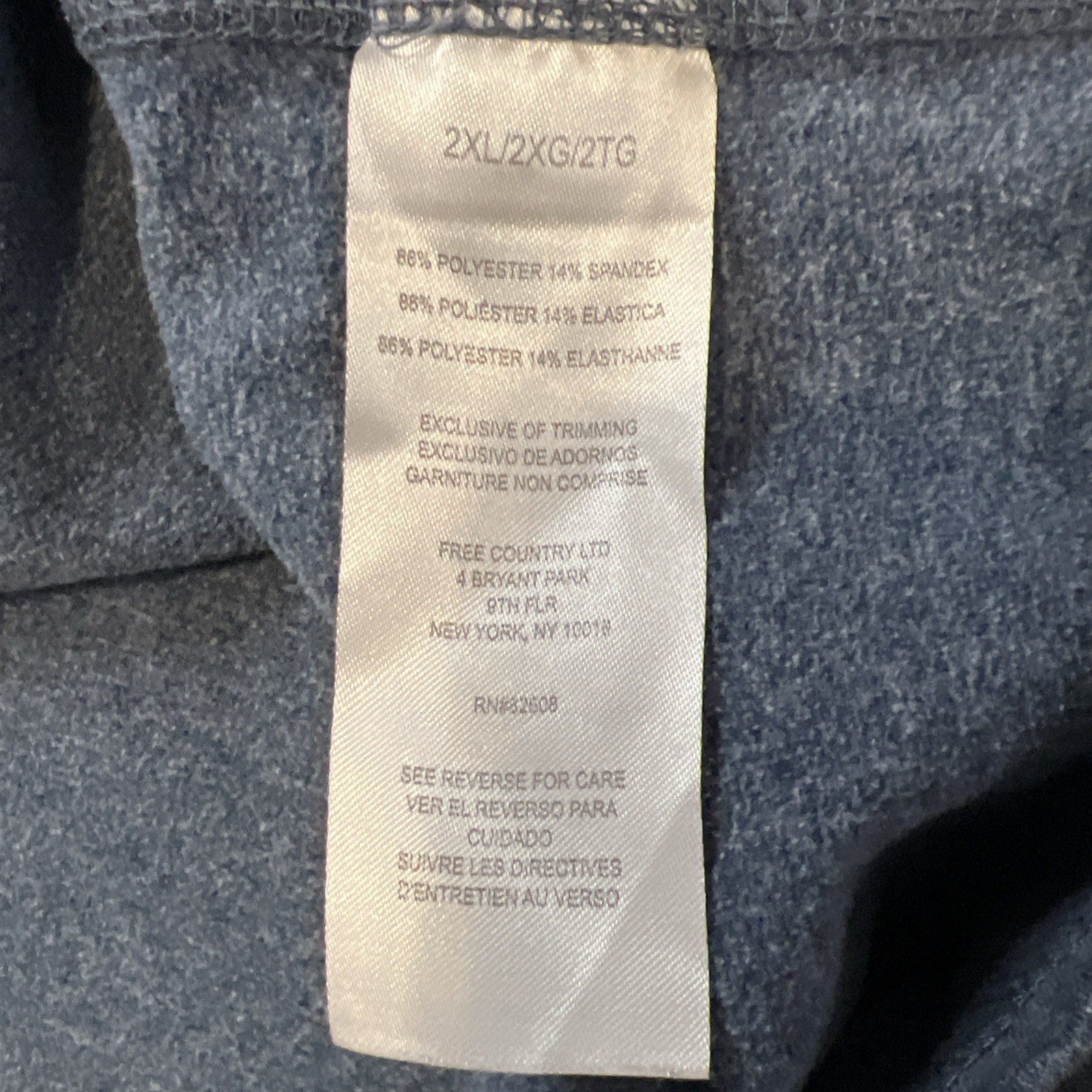 Free Country Mens 2XL Indigo Blue Long Sleeve Crew Neck Micro-Tech Pullover