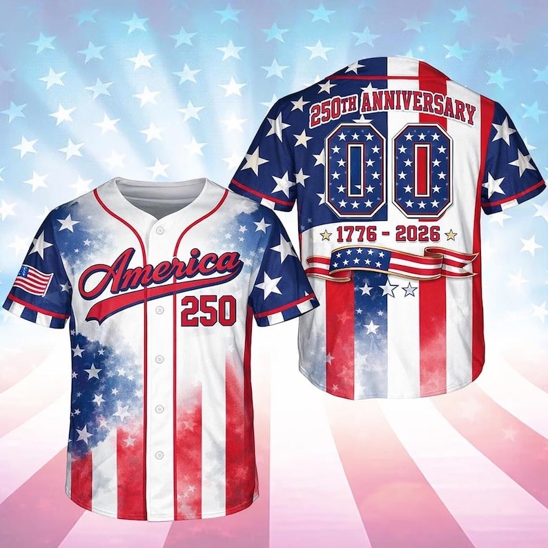 Custom America 250th Anniversary 4th Of July USA Flag Baseball Jersey Shirt
