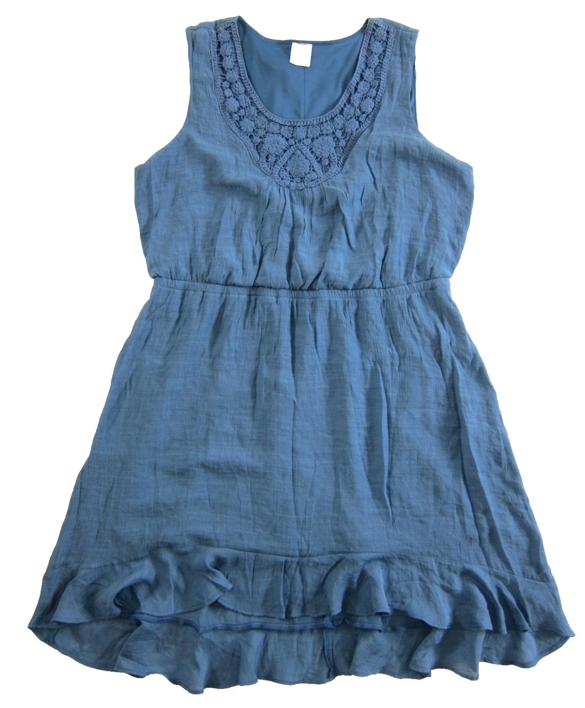 Wrangler Blue Rayon Crochet Sleeveless Ruffle Sheath Tank Sun Dress XL