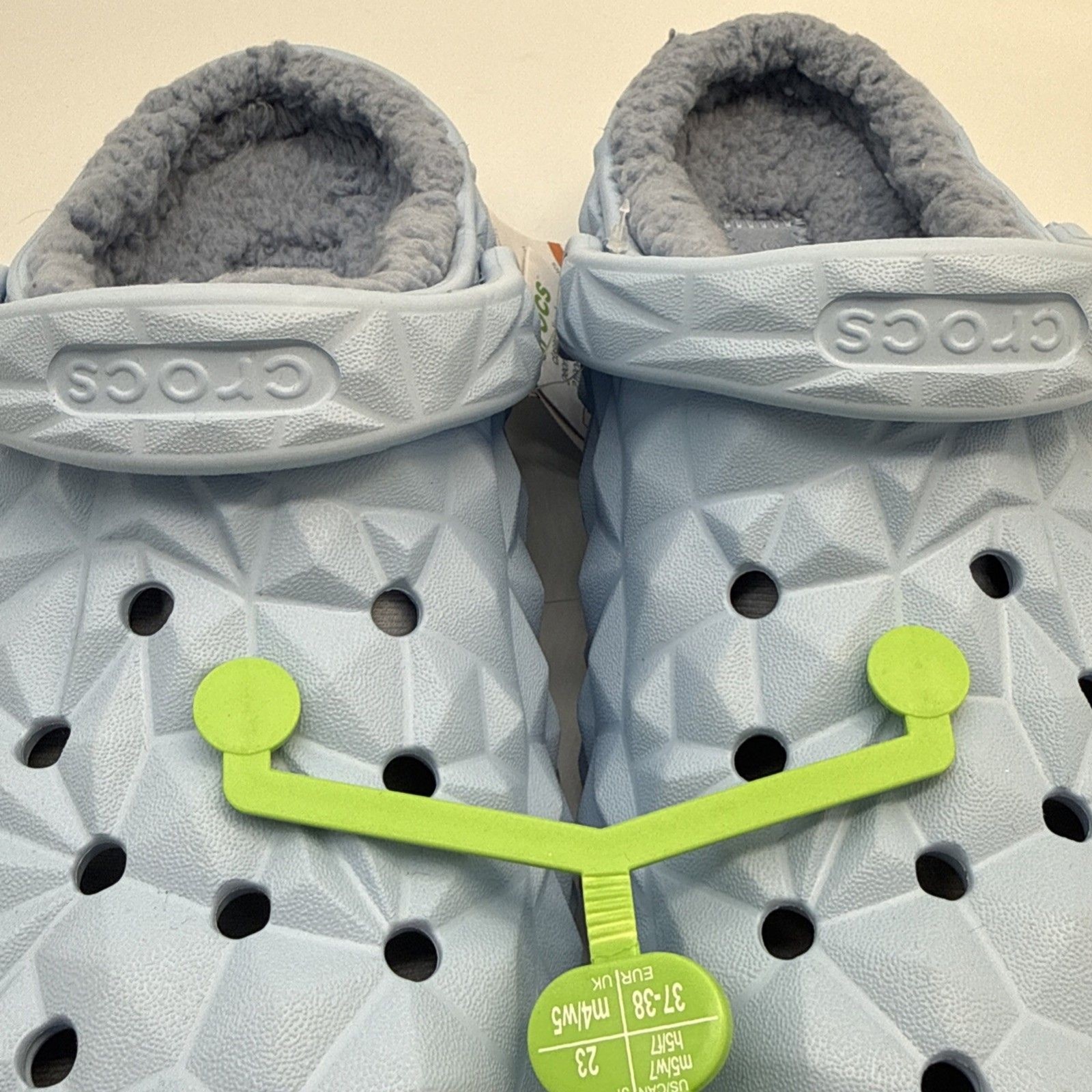 Crocs Geometric Clogs Lined Unisex Men 5 Women 7 Comfort Shoes Light Blue NWT