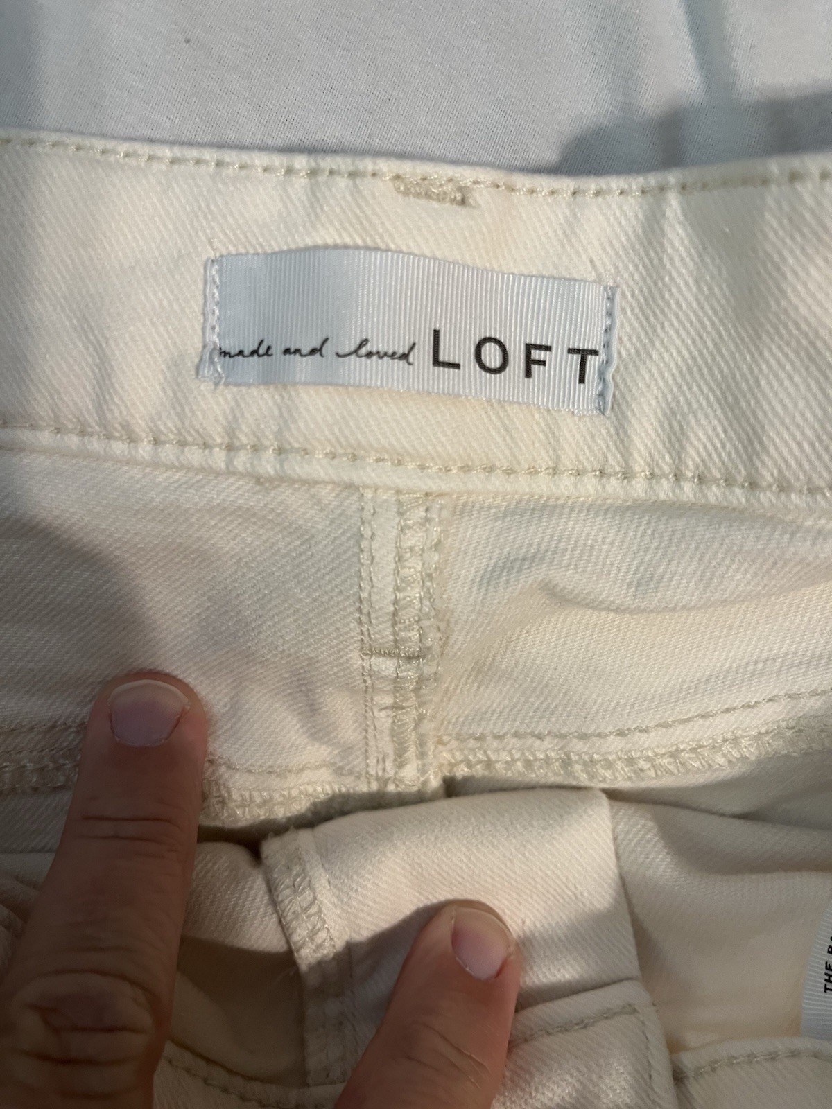 LOFT White Stretch Straight Leg Jeans Womens Size 14 Mid Rise 5-Pocket