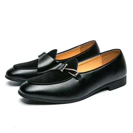 Men’s Slip on Velvet Leather Splicing Shoes Flats Oxfords Hook Driving Fashion
