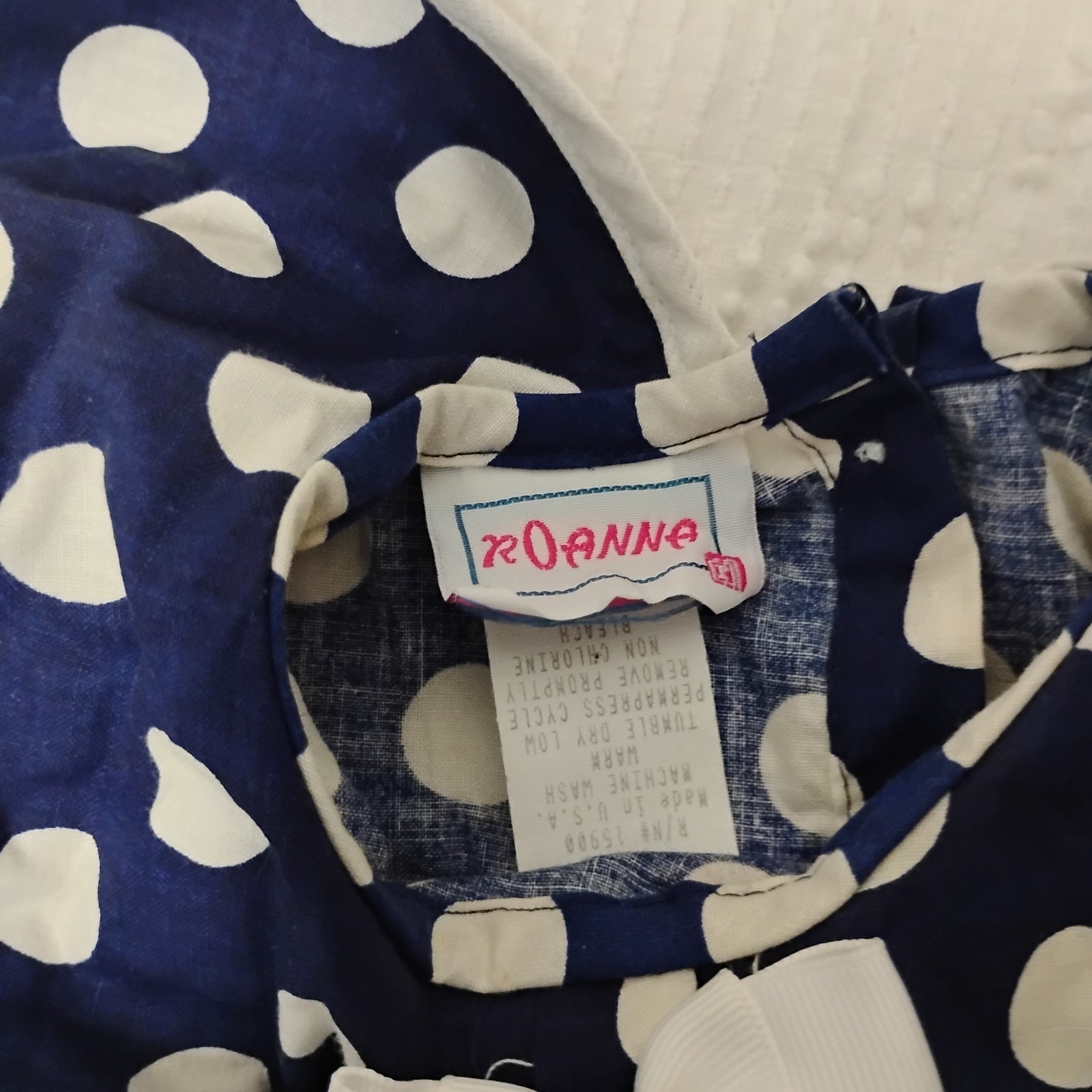 Vintage Blue Polka Dot Roanna Romper 18m Made In The USA