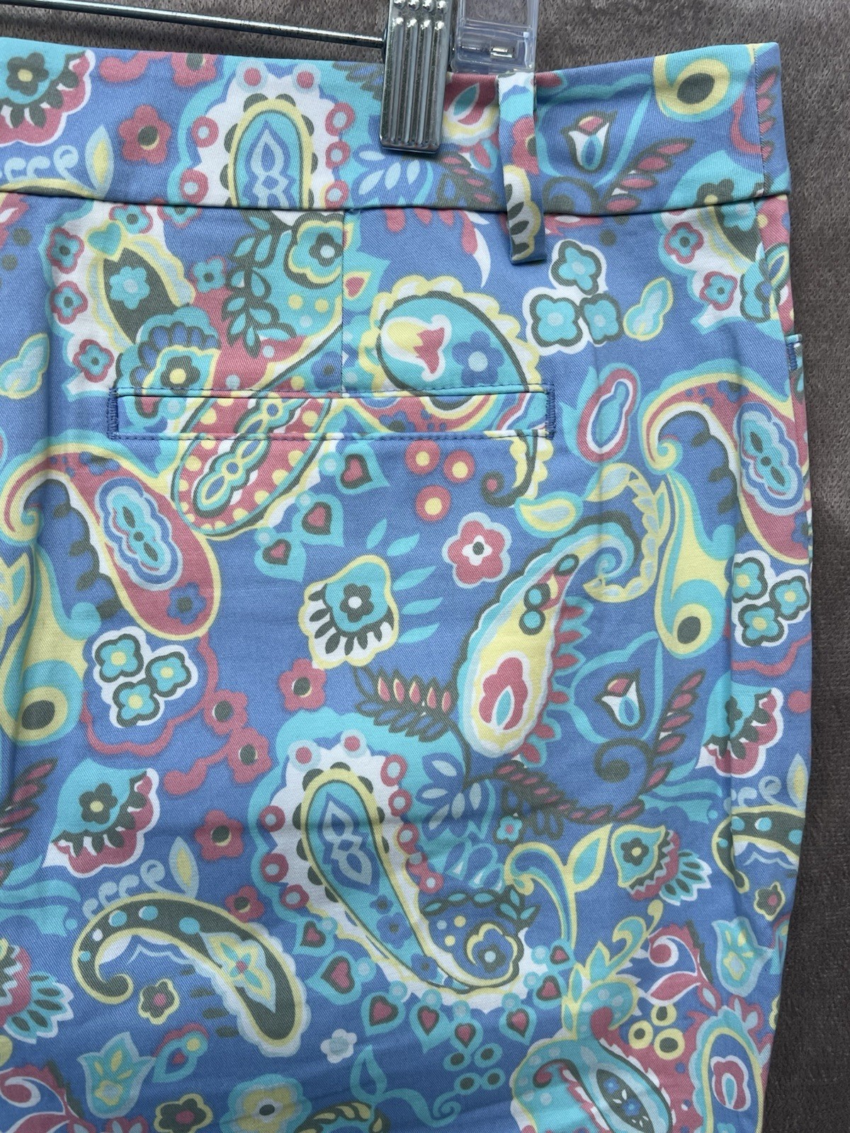 Talbots Women’s Chatham Ankle Pants Blue White Paisley Floral Sz 16 Petite NWT