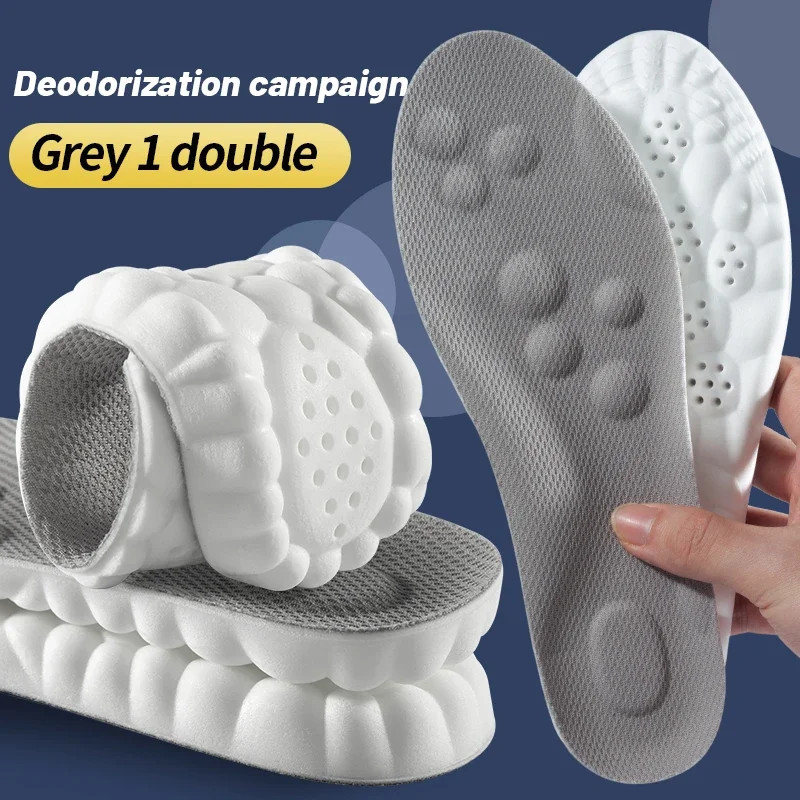 4D Massage Shoes Insoles Super Soft Latex Sports Insole for Feet Running Basket