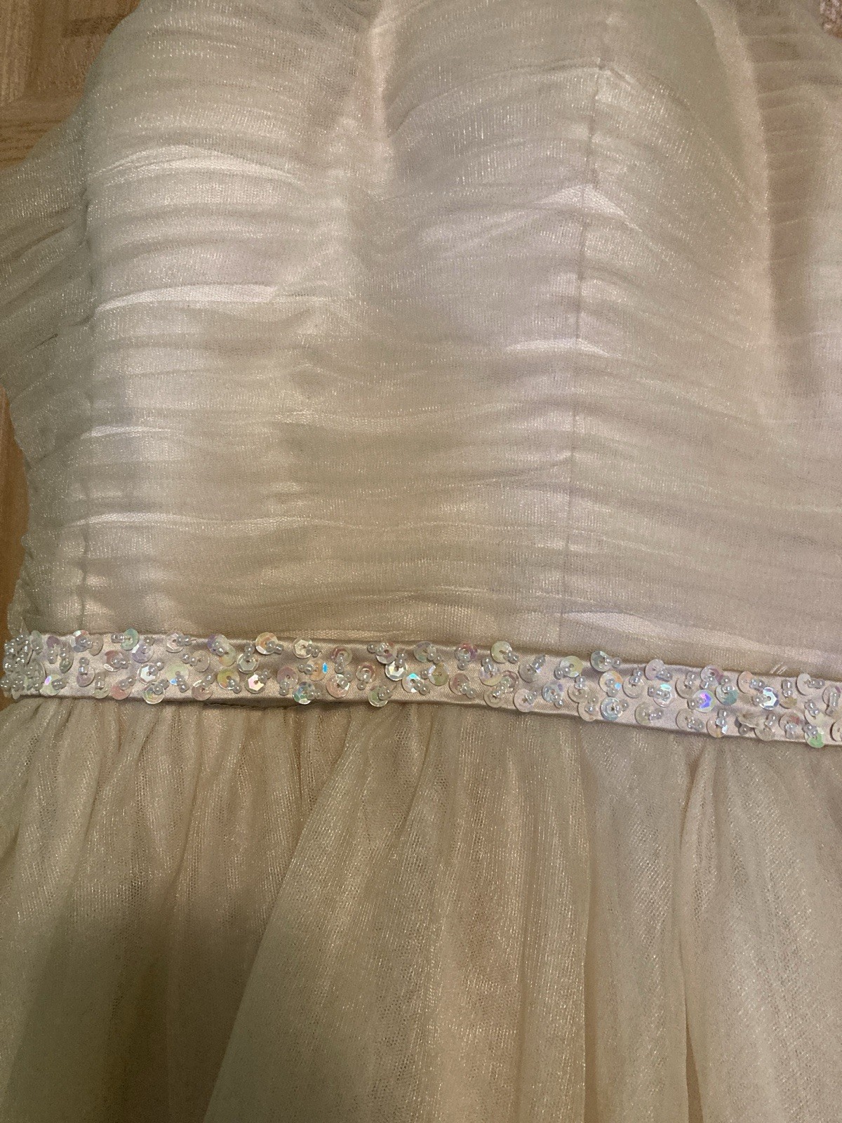 Unbranded Small Light Champagne Gold Sleeveless Net Tulle Maxi Gown