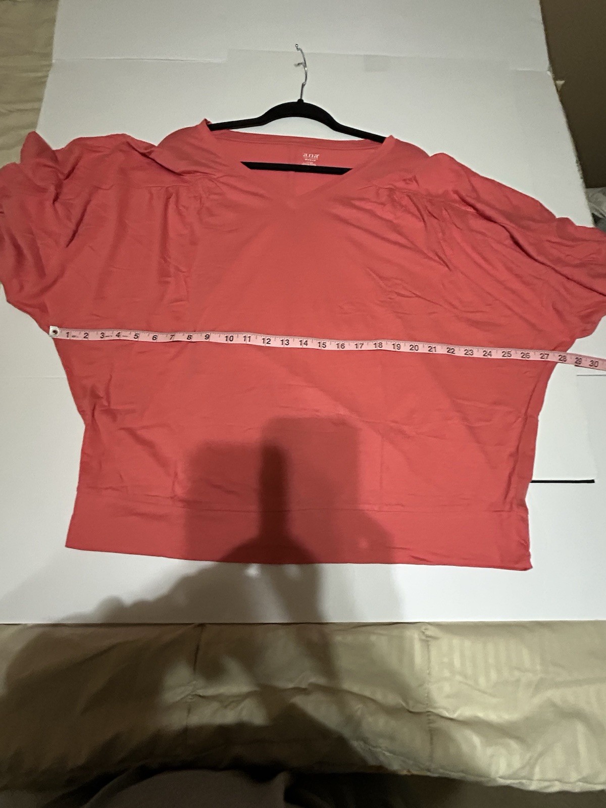 a.n.a. Women’s 1X Pullover Blouson Top Coral Boho Cottage Core NWOT