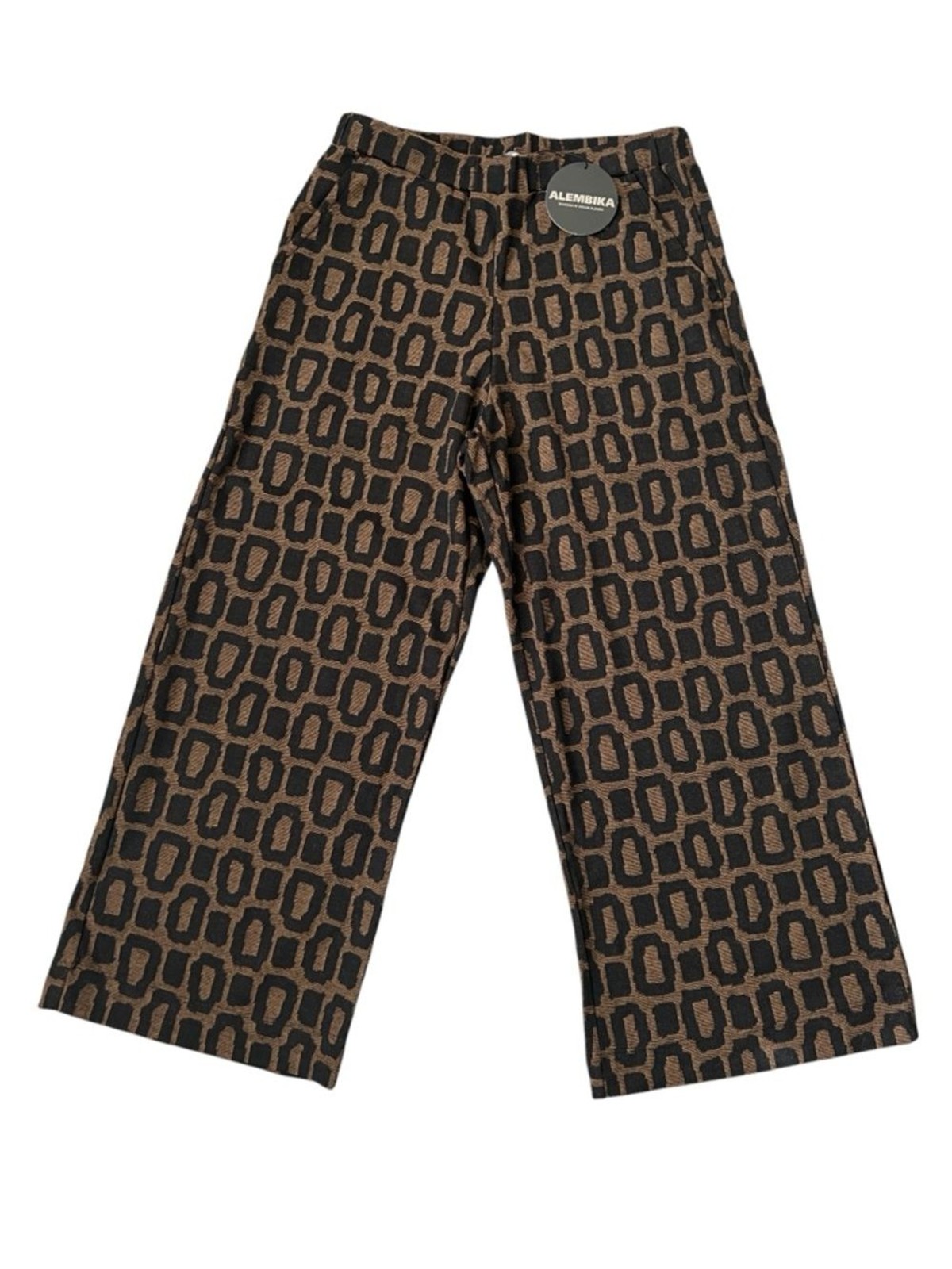 NWT Alembika Dynamite Days Cropped Wide Leg Pants Black Brown Size 1 | US 6-8