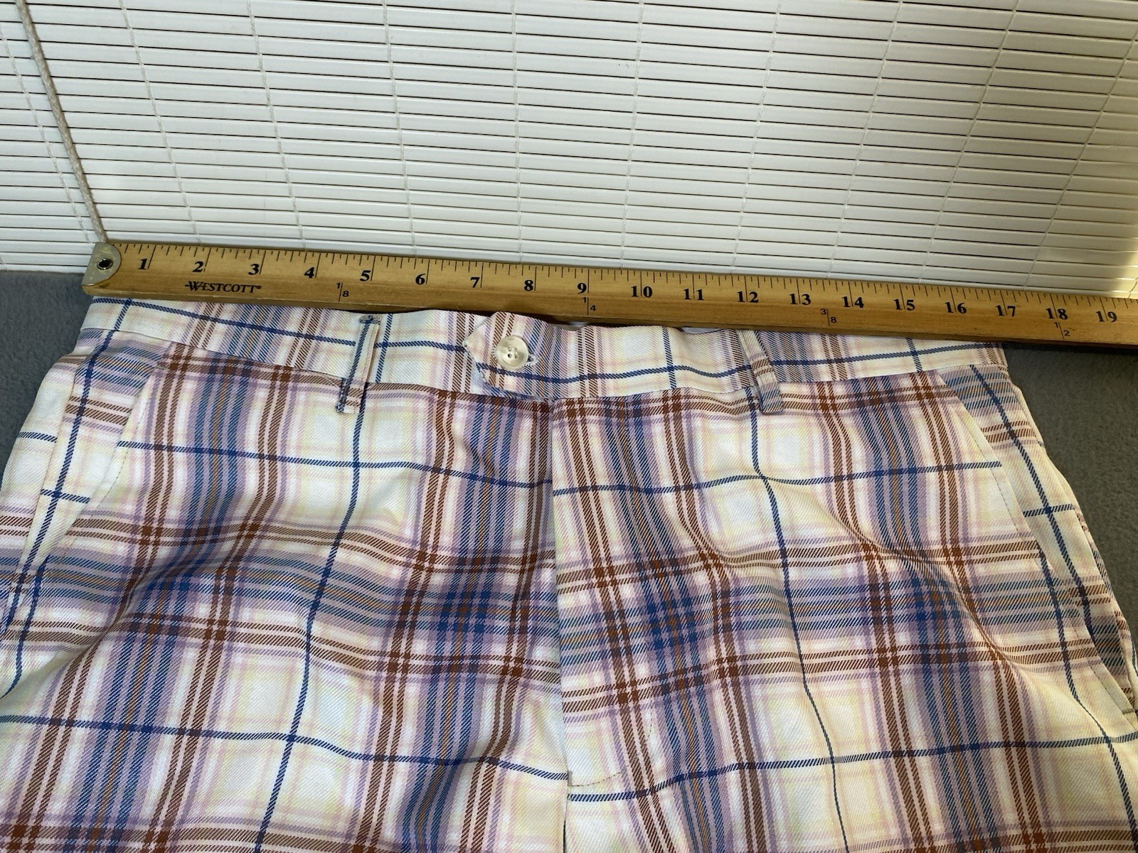 New! Kent&Park Plaid Multi Color Trousers Pants Slacks 34×30 Golf Church