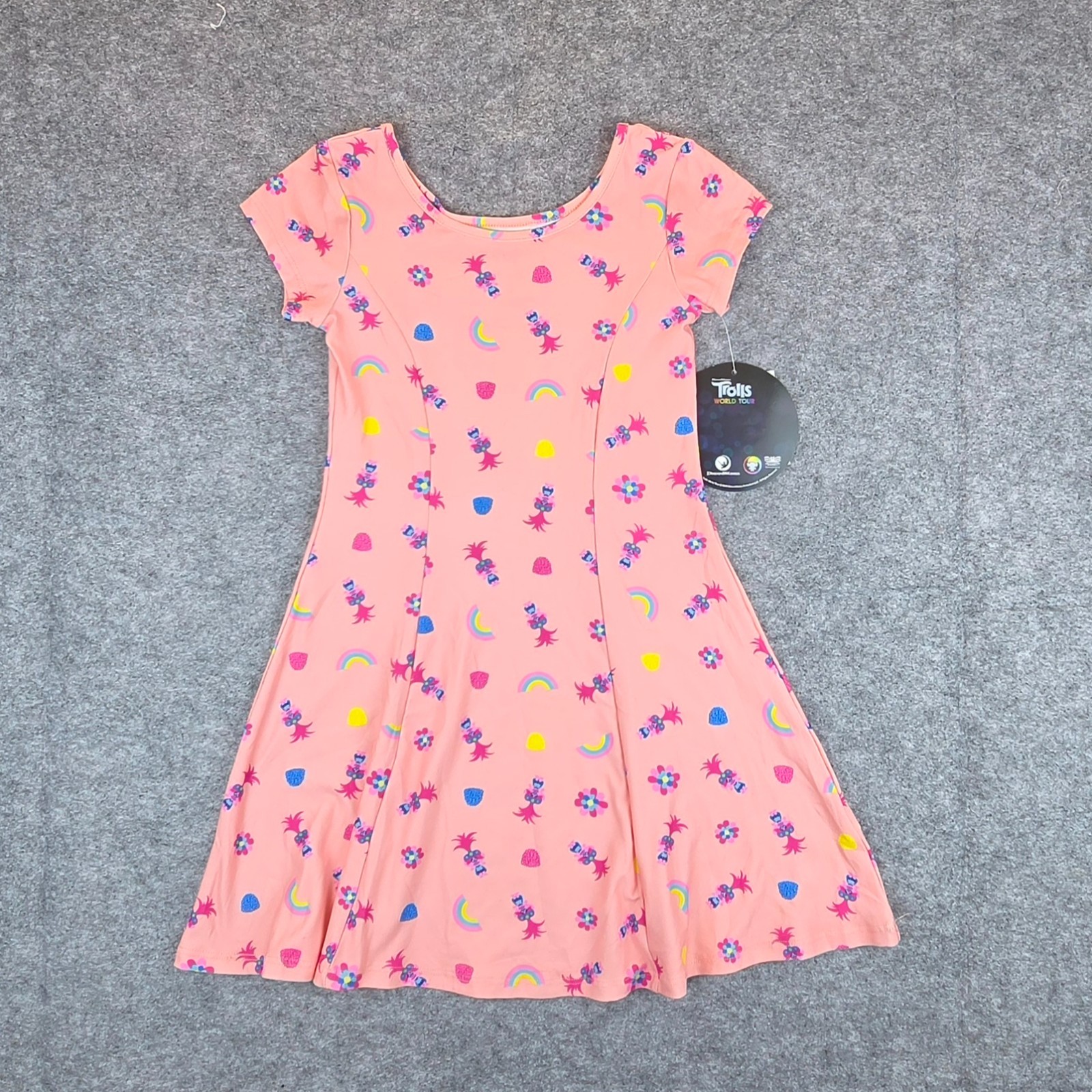 Disney by Jumping Beans Trolls world tour Girls Dress NWT Pink 4 Short Sleeves