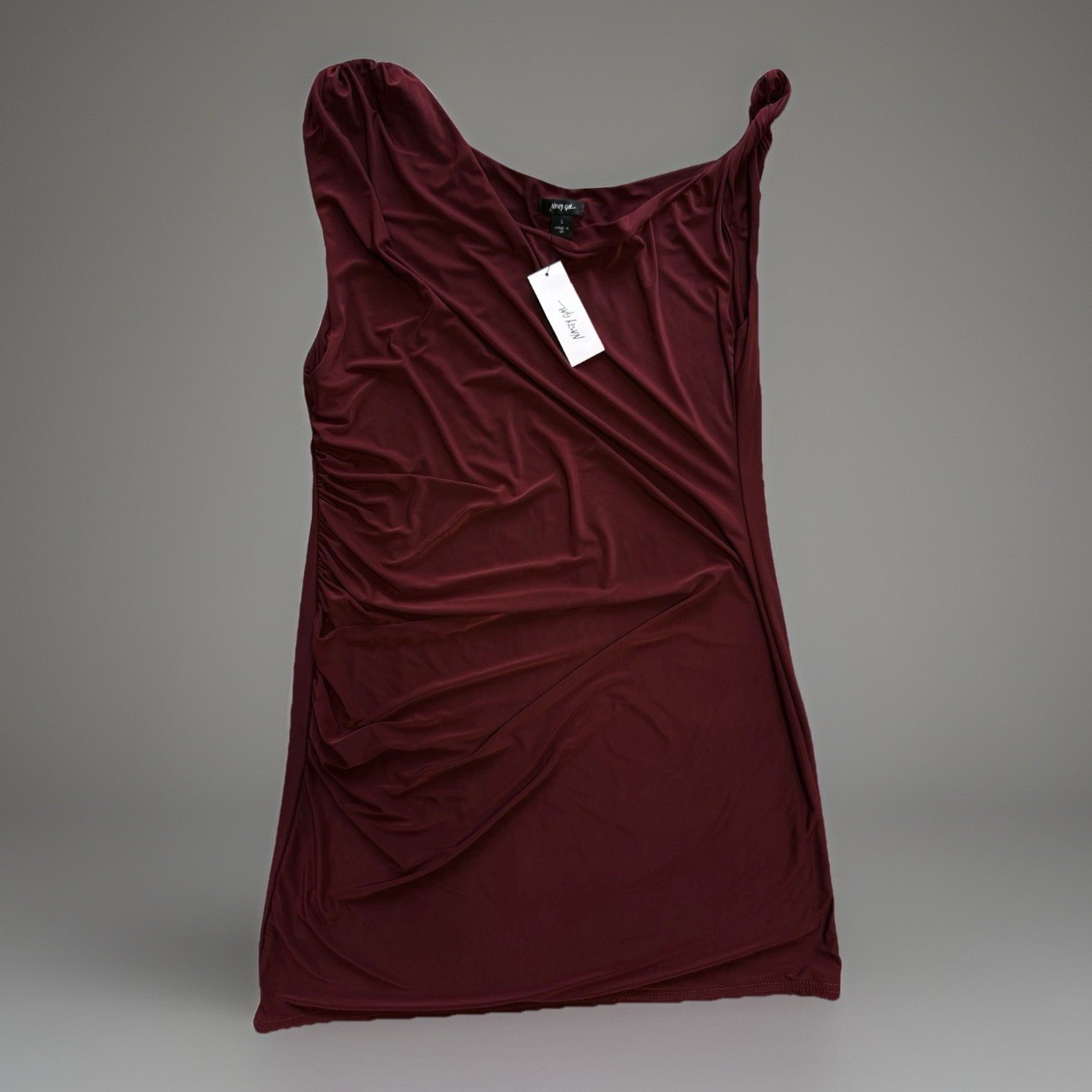 NWT Nasty Gal Slinky One Shoulder Mini Dress Maroon Christmas Womens Large