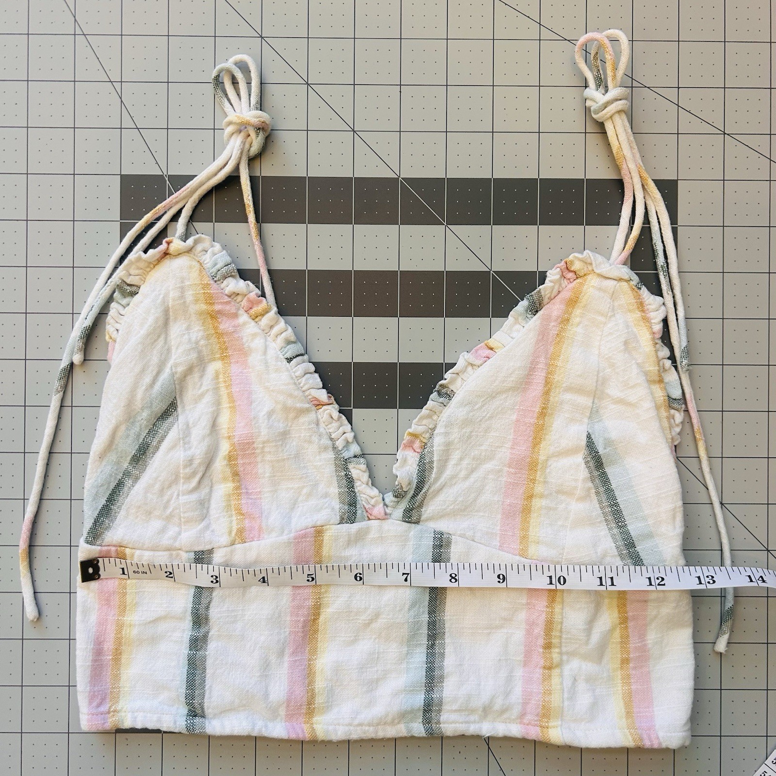 Billabong The Salty Blonde Striped Ruched Wireless Bralette Bra L/G/G