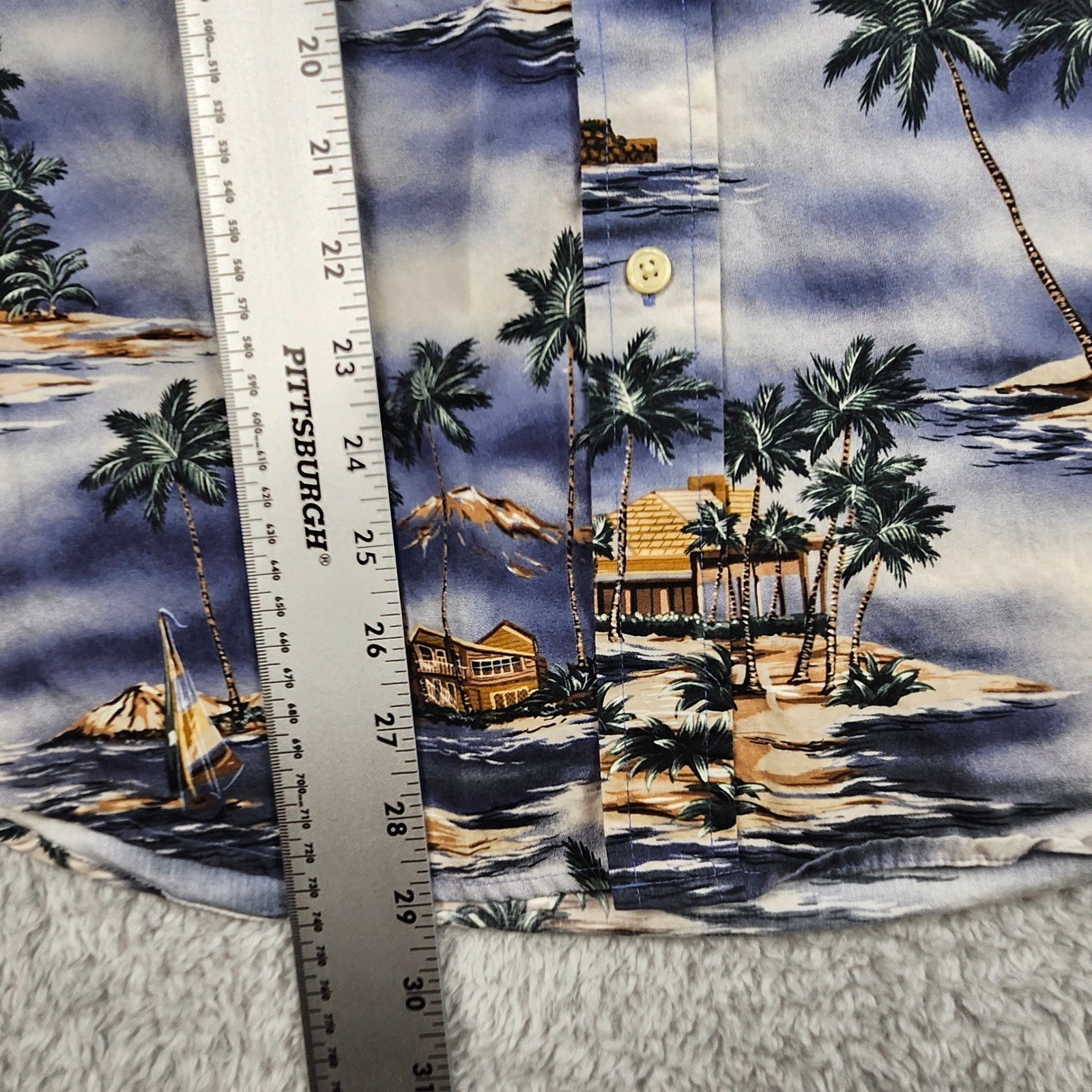 David Taylor Hawaiian Shirt Mens Medium Button Down Blue Tropical Cruise Aloha