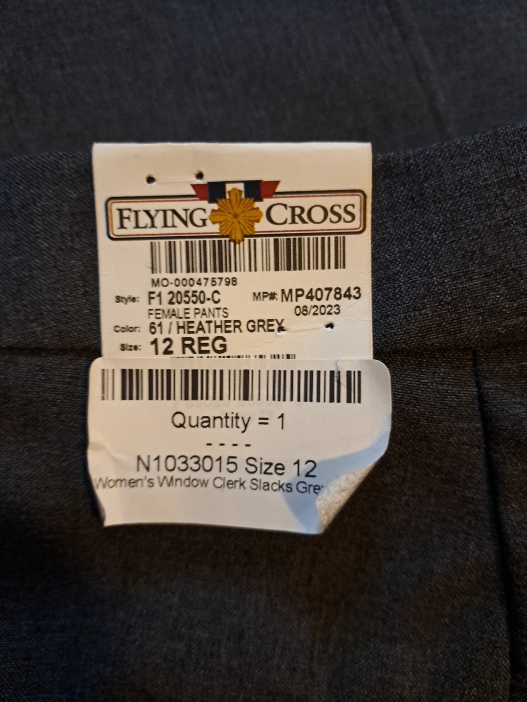 Flying Cross Womens Postal Pants Size 12 Reg Heather Grey (F1 20550 C) !!!