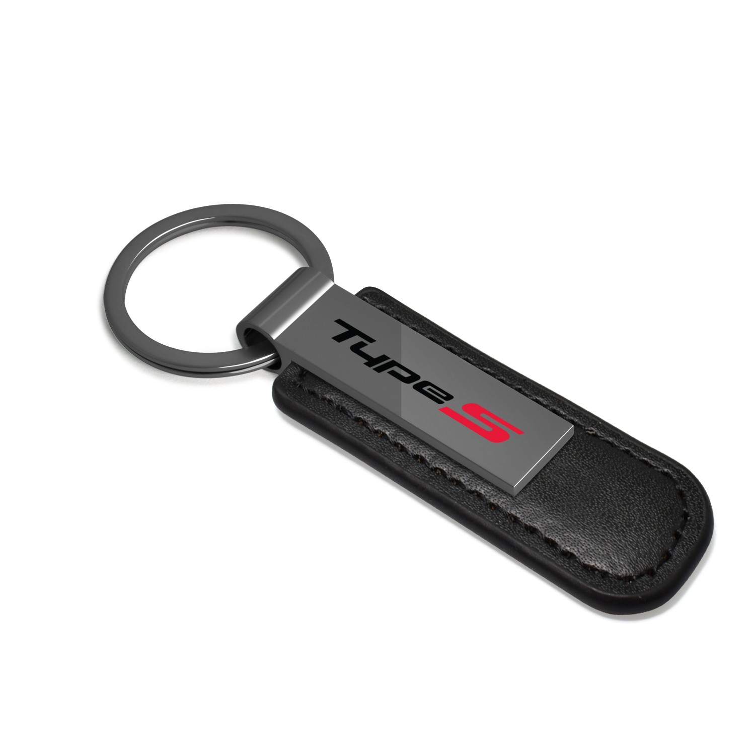 Acura Type-S Black PU Leather Strap Black Metal Bar UV Printed Key Chain