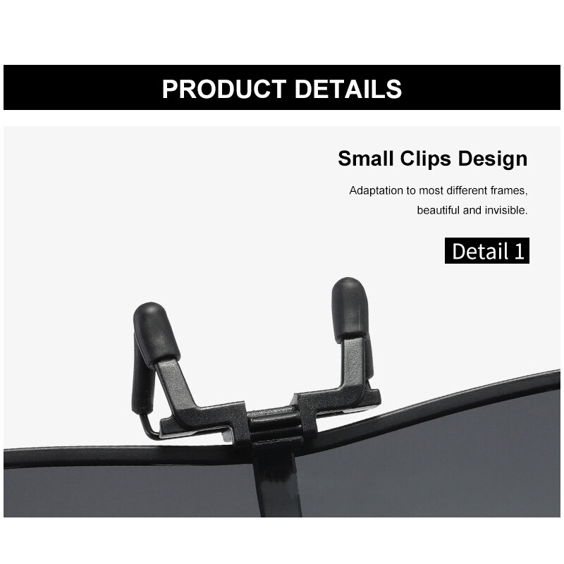 Polarized Clip-on Sunglasses Flip Up Metal Clip Eyewear for Prescription Glasses
