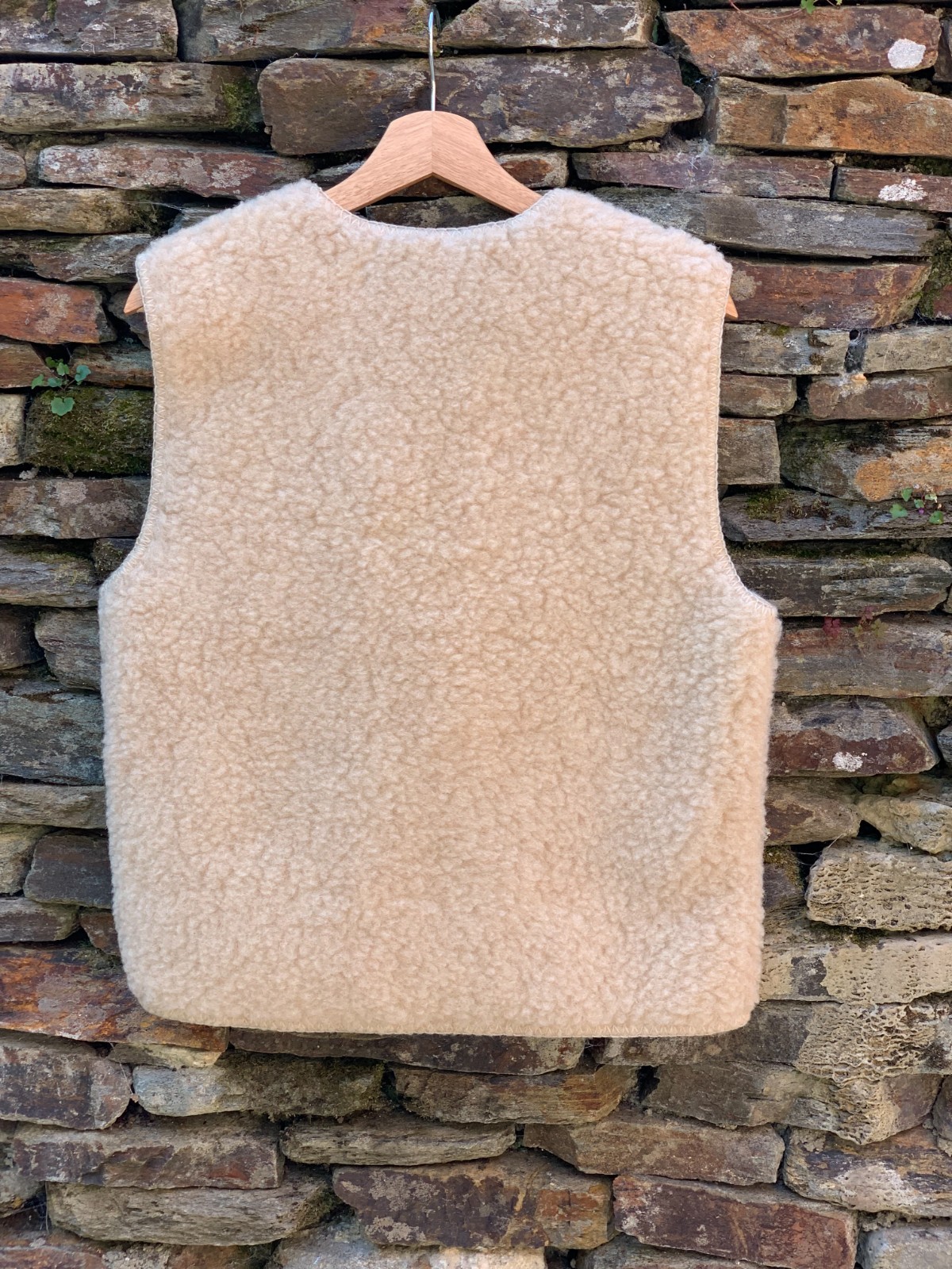 Oatmeal Beige Merino Wool Gilet – Women’s Wool Body Warmer Waistcoat – S, M