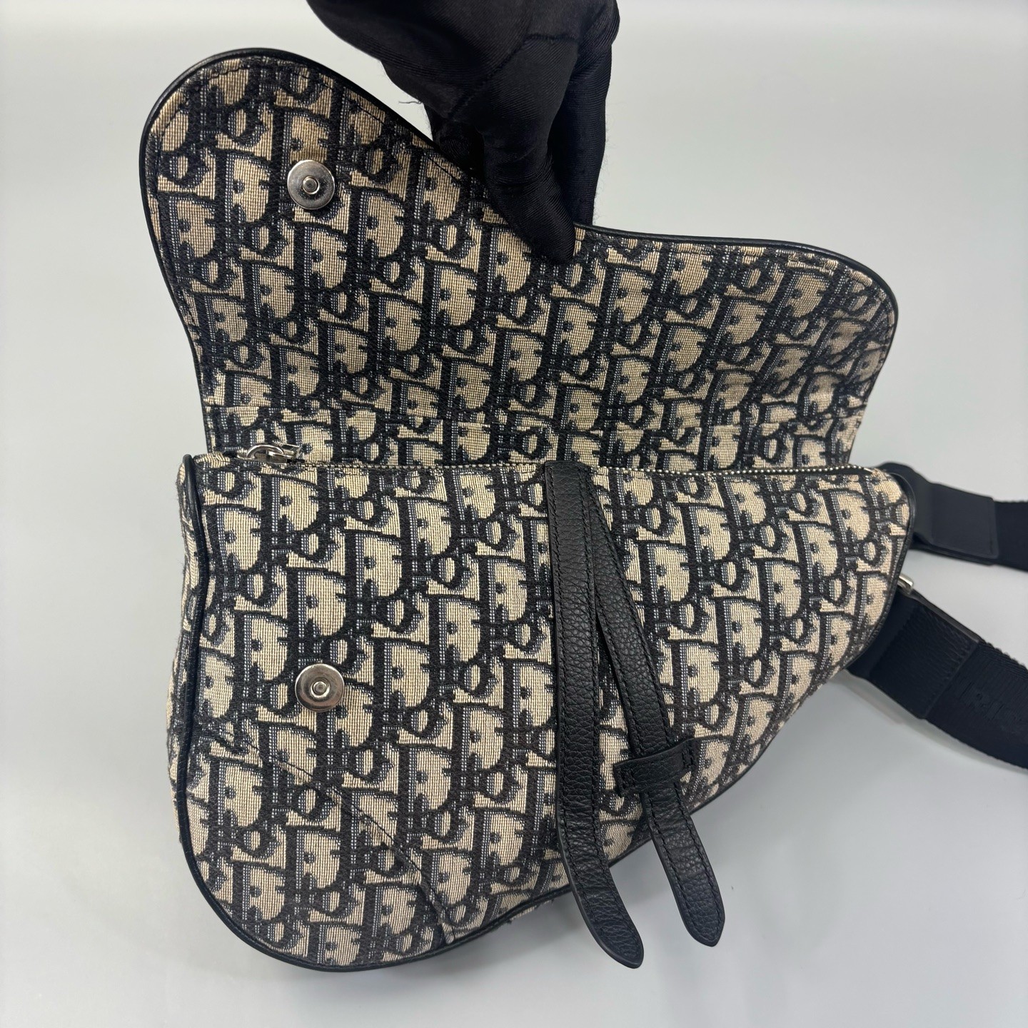 Dior Mans Saddle Bag Black Beige Navy Oblique (mx072426a6r)