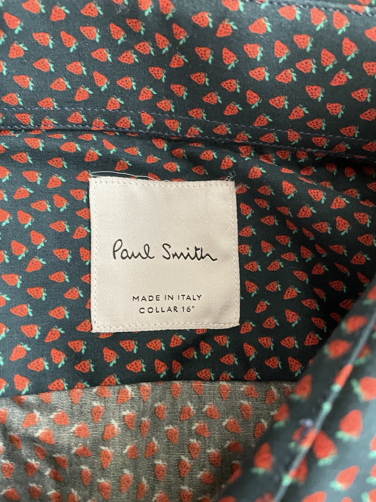 Paul Smith Button Up Shirt Men’s M (16”) Blue Strawberries Italy NWT Mayfair Fit
