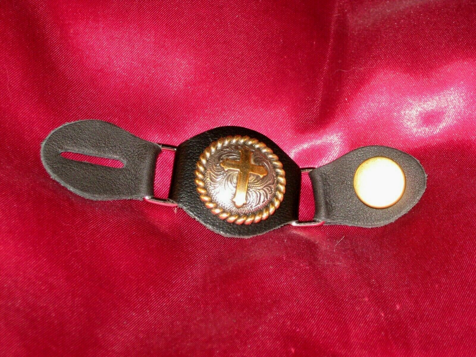 Leather Button Denim Jacket/Vest Extender New Design, Gold Cross