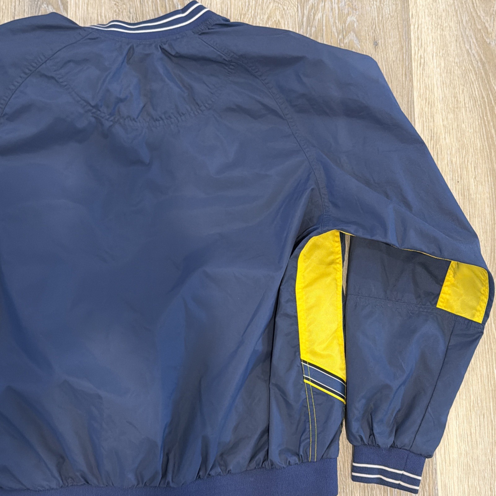 Vintage Nike Center Swoosh Windbreaker Pullover Jacket Navy And Yellow L (12-14)