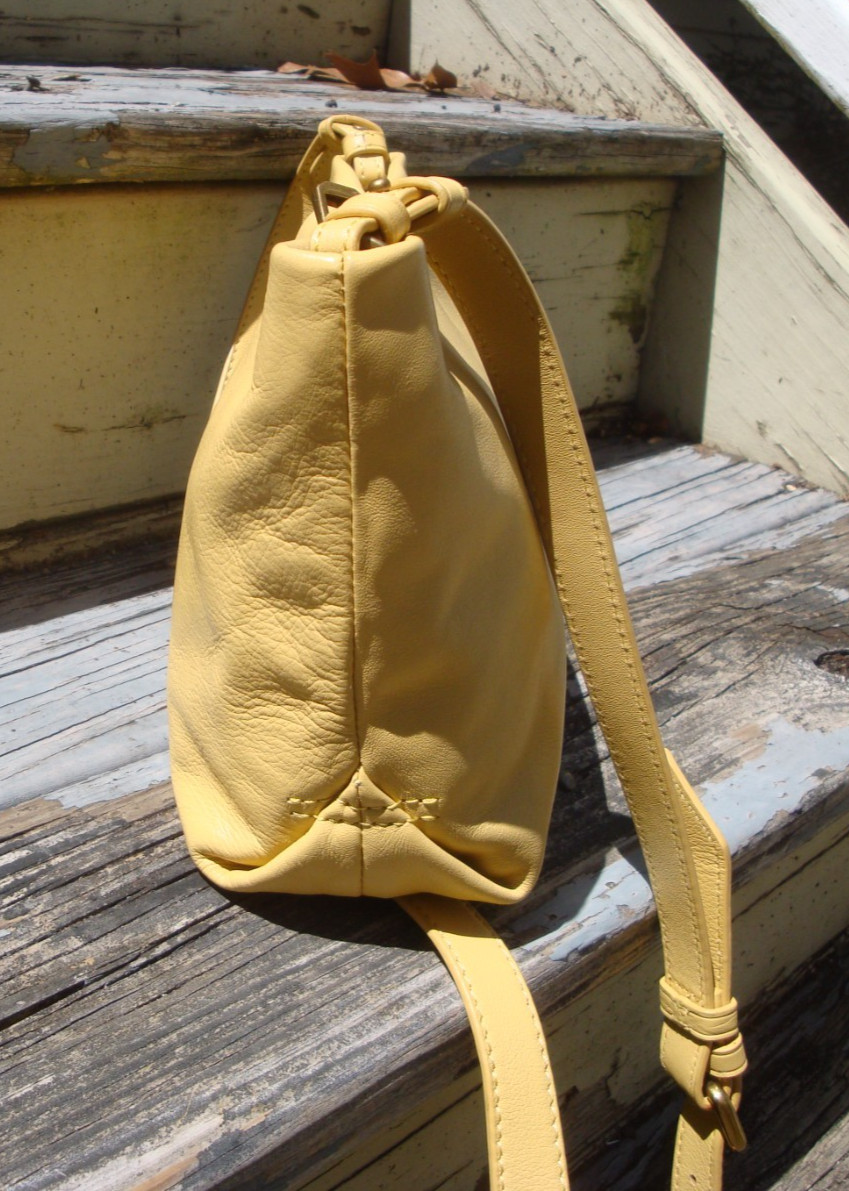 J CREW Yellow Soft Leather Oslo Crossbody Handbag Hobo Shoulderbag Lightweight