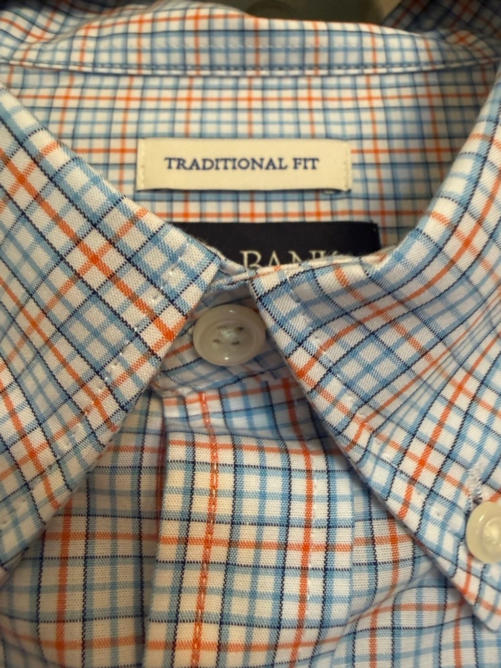 JOS. A. BANK Casual Button Down Shirt XLT Blue Orange Plaid NWT