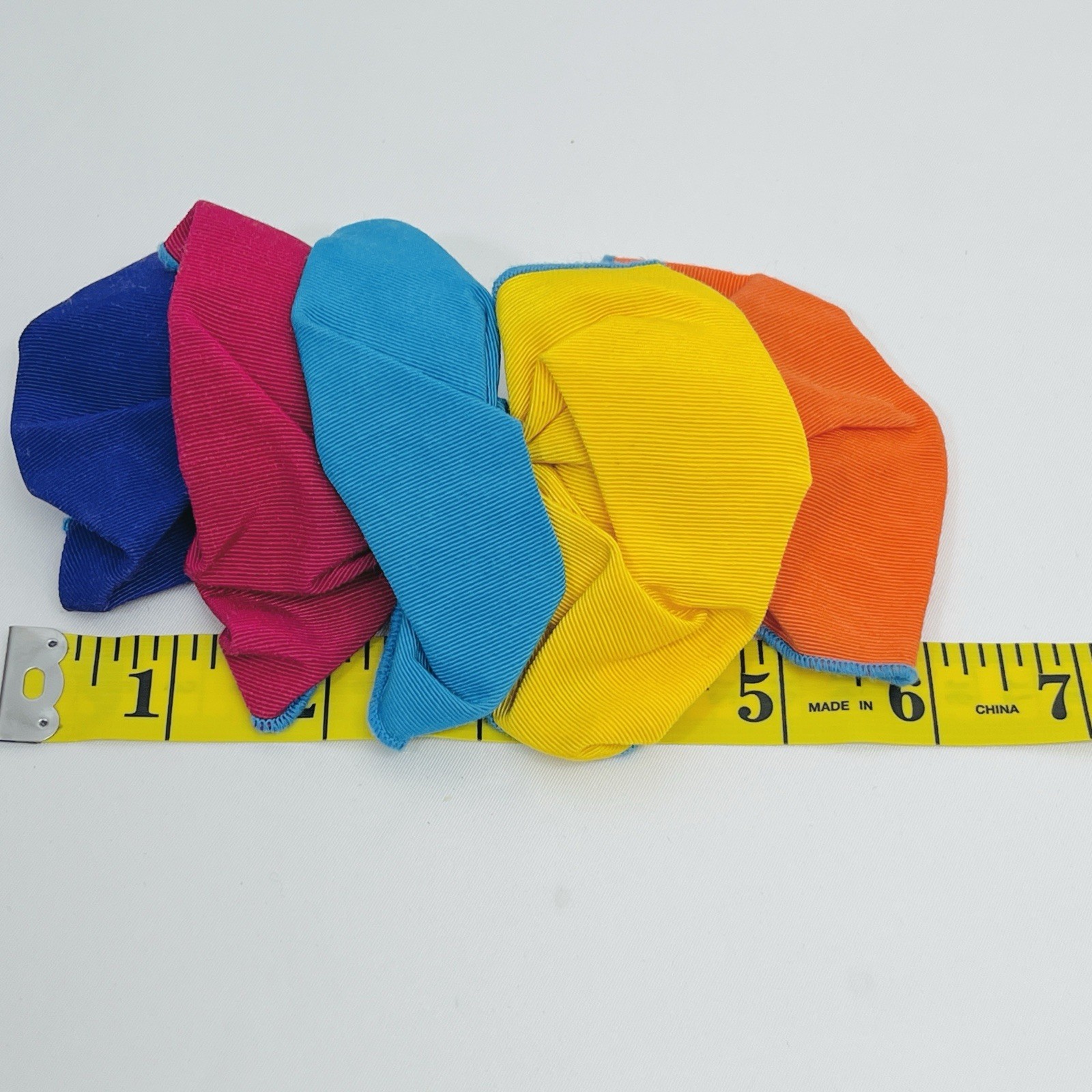 Vintage Barrette Ribbon Bow Ruffle Oversized Yellow Orange Blue Purple Metal