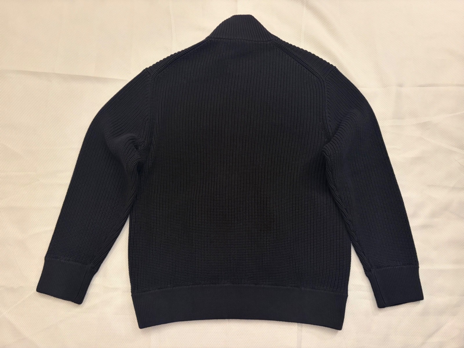 Madewell men’s Cotton Shaker-Stitch Full-Zip Sweater, Obsidian Blue, Size Large