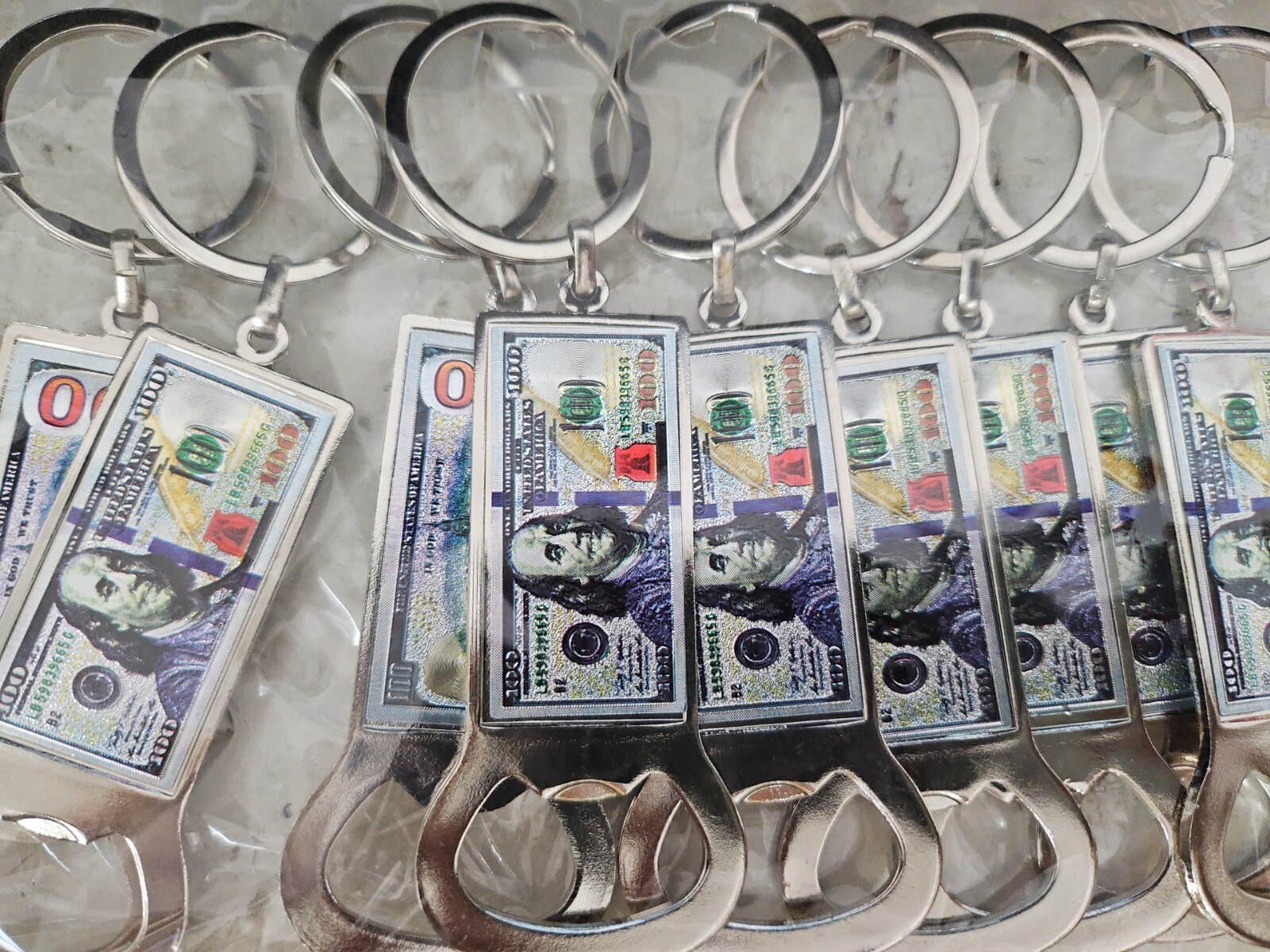 24pcs Hundred Dollar money funny gift keychain and fans casino night vegas favo