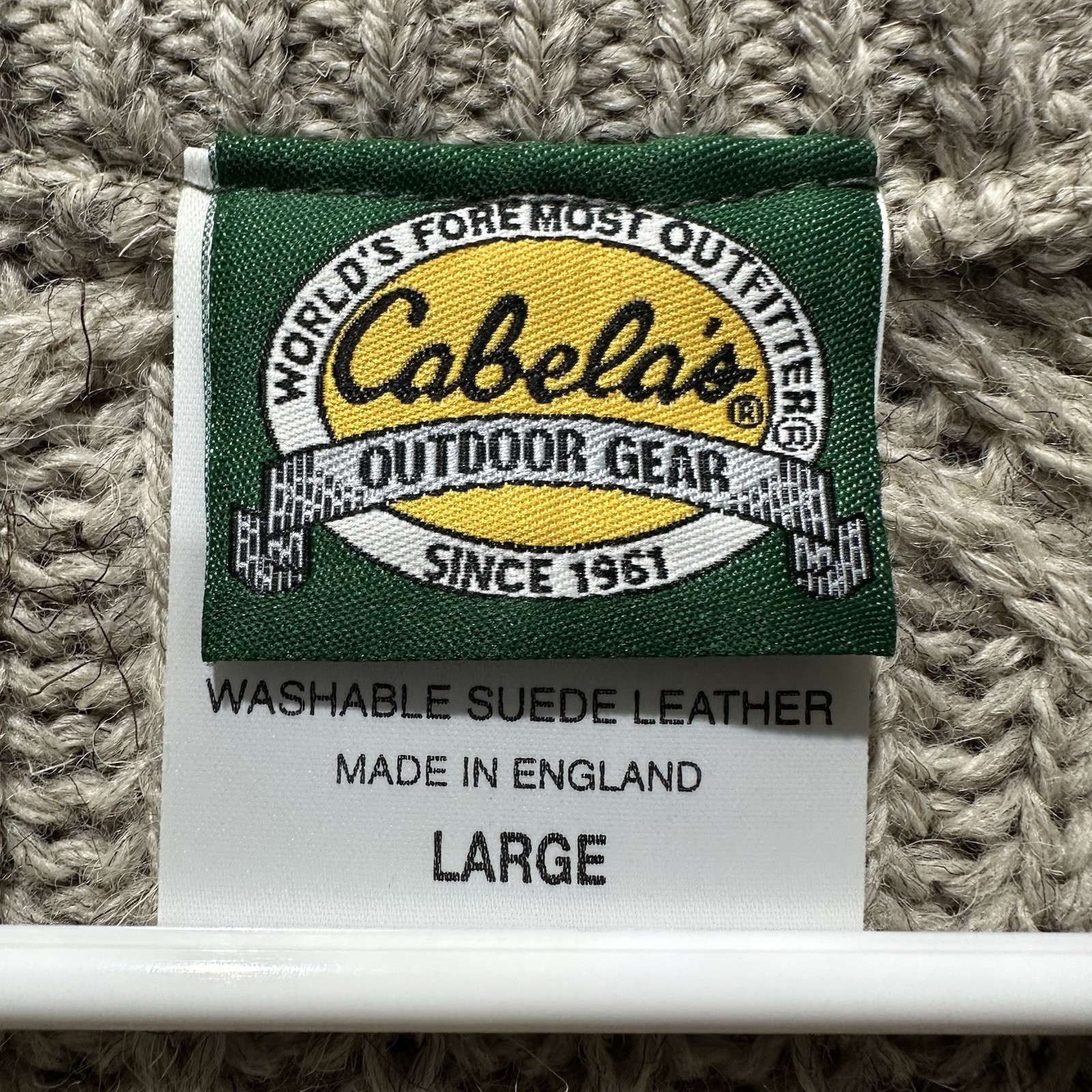 Vintage Cabelas Sweater Mens Large 100% New Wool Leather Elbow Patches Pullover