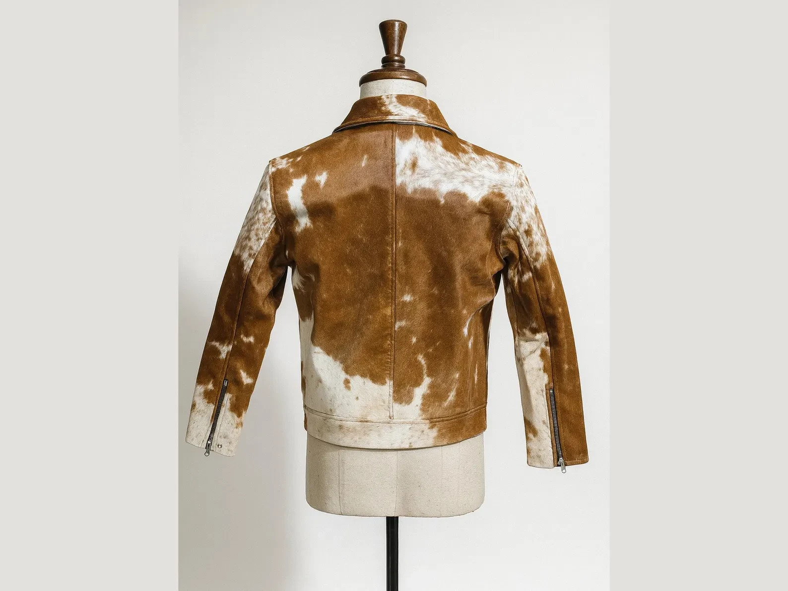 Custom Cowhide Leather Jacket for Men | Hair-On-Hide Brown & White Western Coat