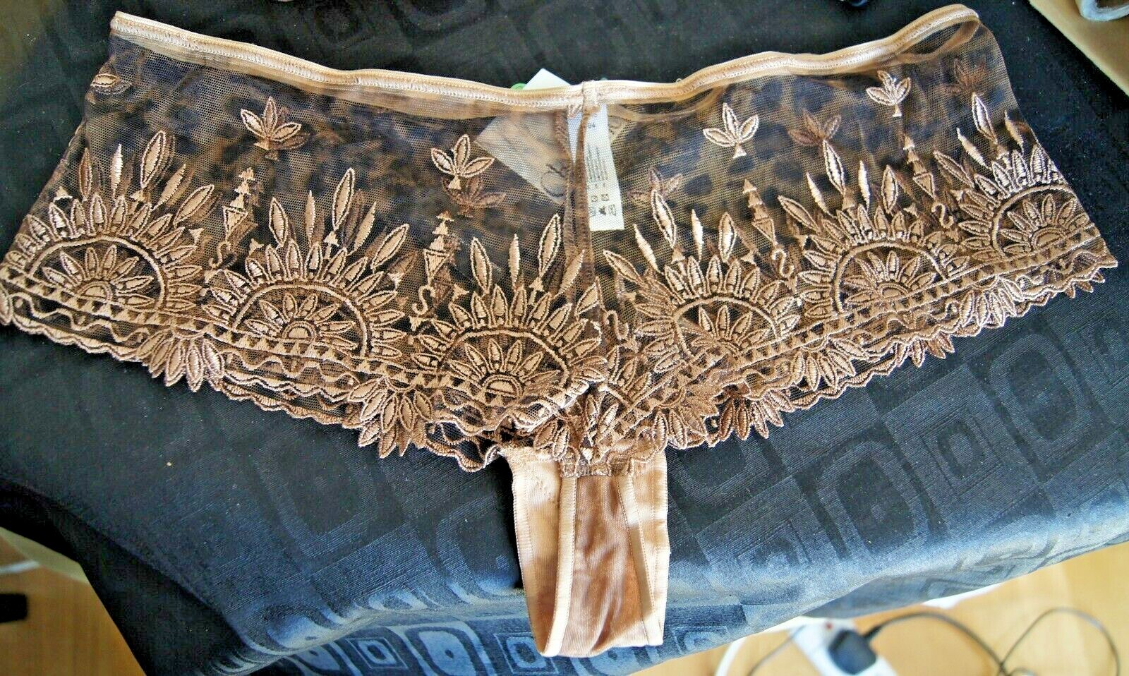 Chantelle Gold “Wild Africa” Embroidered Sheer Deep Shorts Style 3694/MP