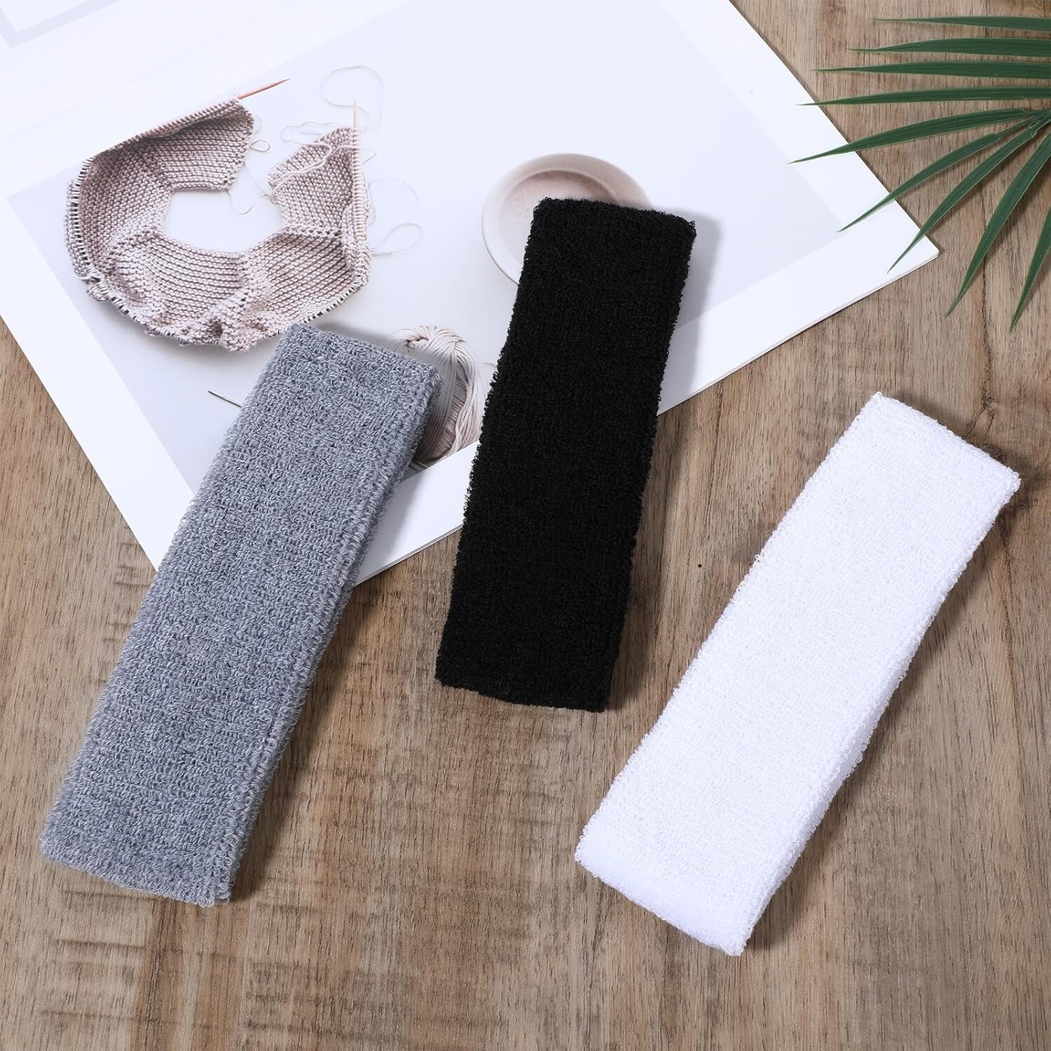 3 Pack Men & Women Sweatband Headband Terry Cloth Moisture Wicking for Sports