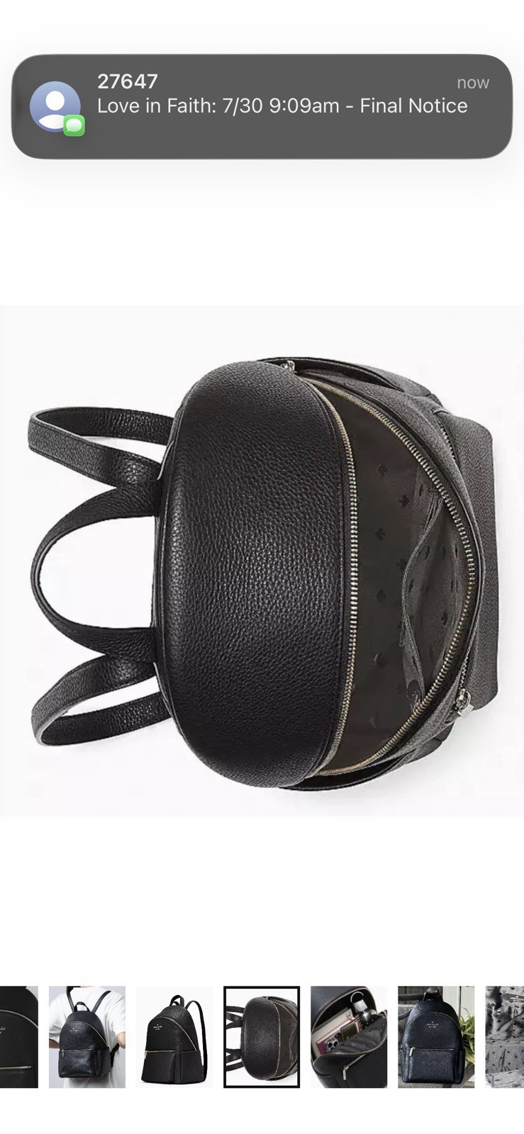 Kate Spade New York Medium Dome Backpack Black, Gold Hardware, Zip Pockets