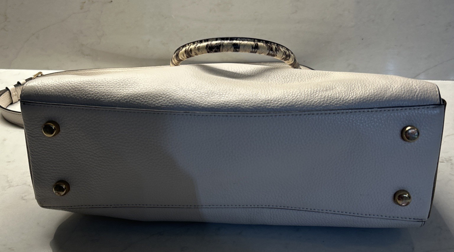 COACH Chalk Pebble Leather MIA Satchel W/ Exotic Trim #76642 EUC