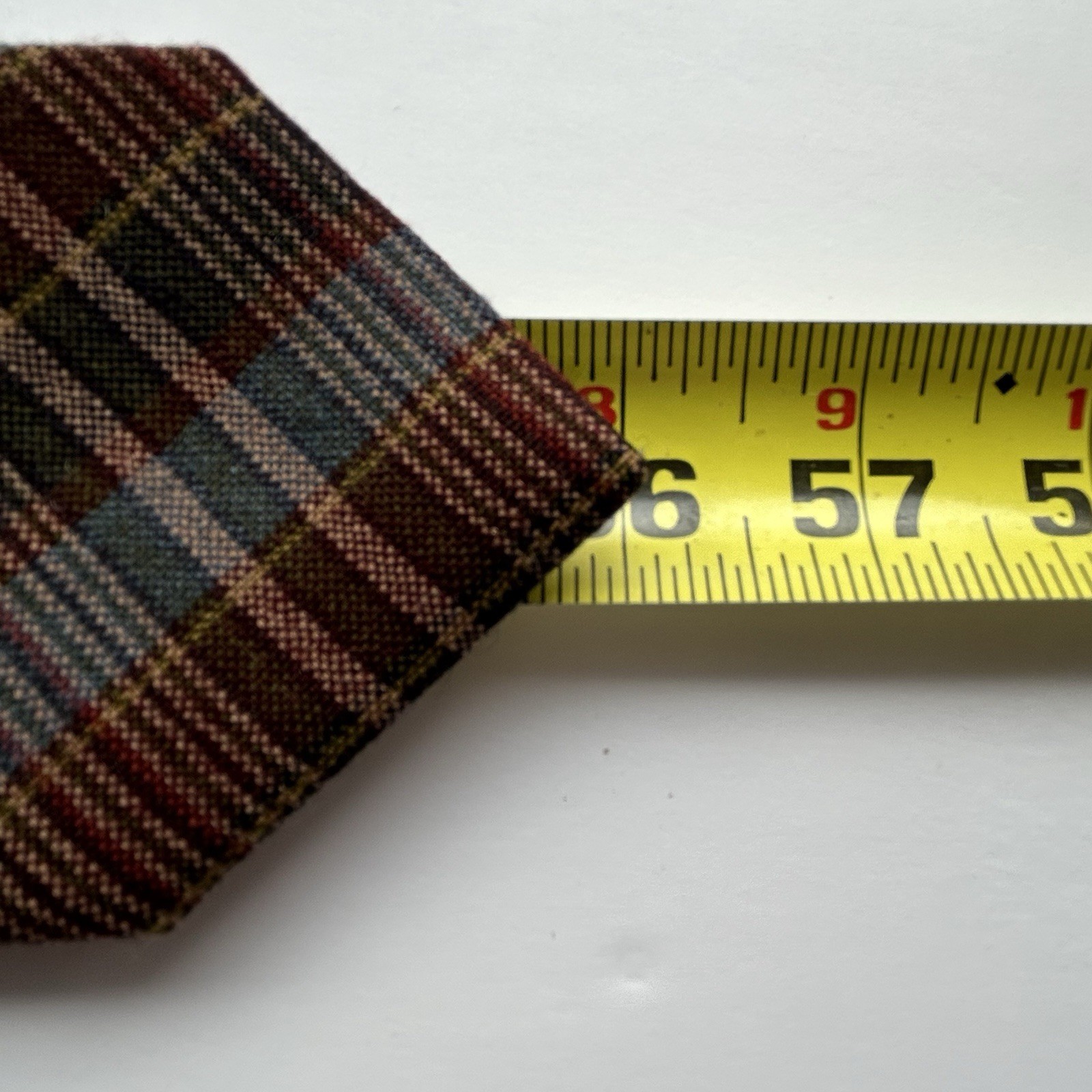 Gilhes Baton Rouge Tie Brown Blue Tan Plaid Wool Woven in SCOTLAND 3” X 56” NWOT