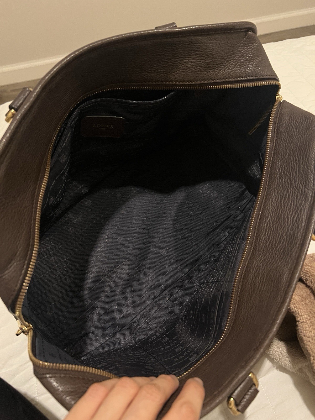 LOEWE Amazona 36 Anagram Leather Handbag Bronze Tote Boston bag Used