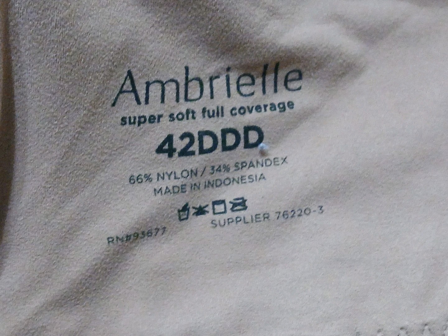 Ambrielle Bra 42DDD Super Soft Full Coverage Brown Lined Underwire