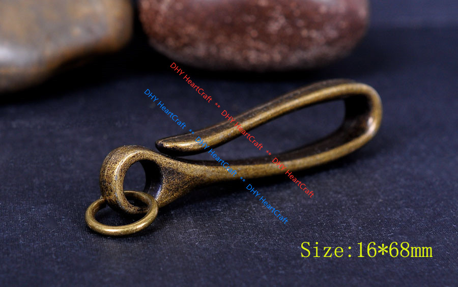 5pc 68*16mm Big Retro Brass KeyChain Key Ring Belt U Hook Wallet Chain Fish Hook