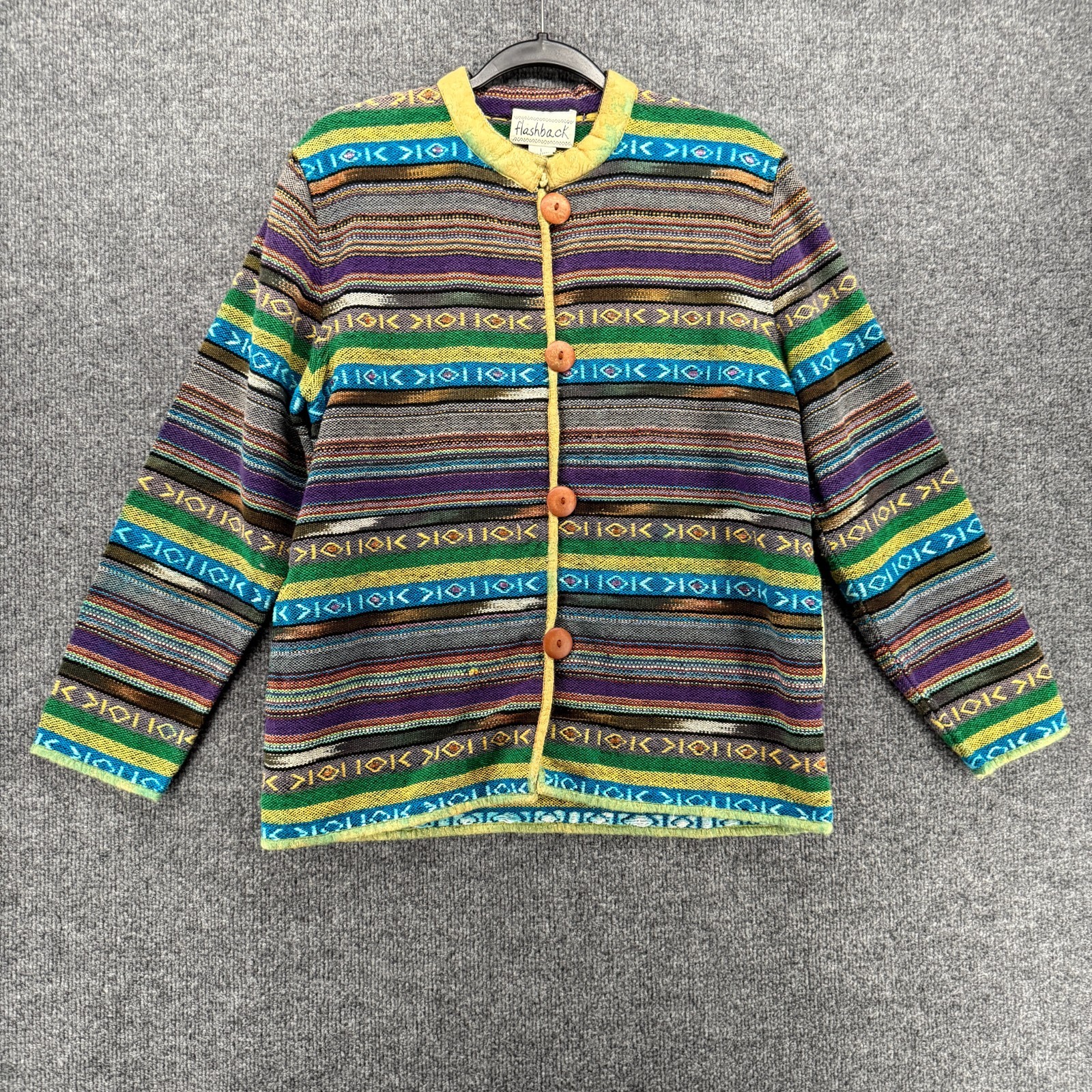 Vintage Flashback Jacket Womens L Aztec Button Up Tribal Western Boho Southern