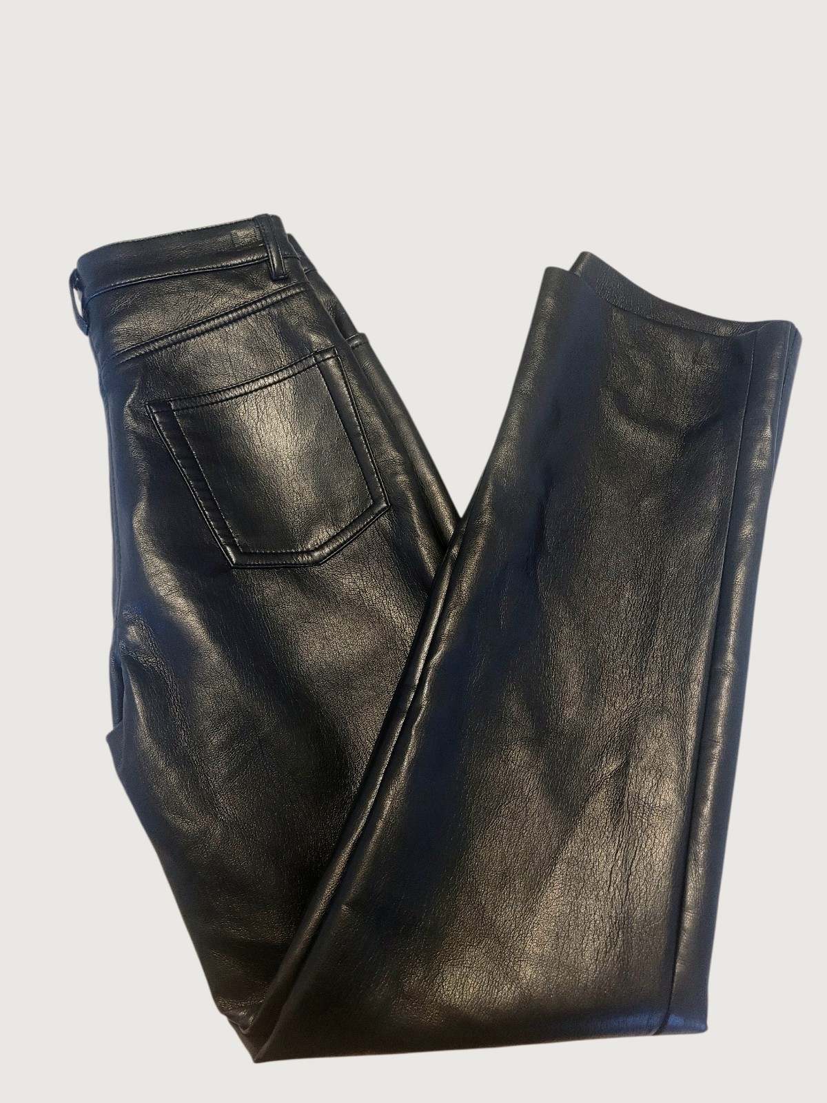 Aritzia Wilfred Melina Pant Vegan Leather Black Straight Leg High Rise Size 0